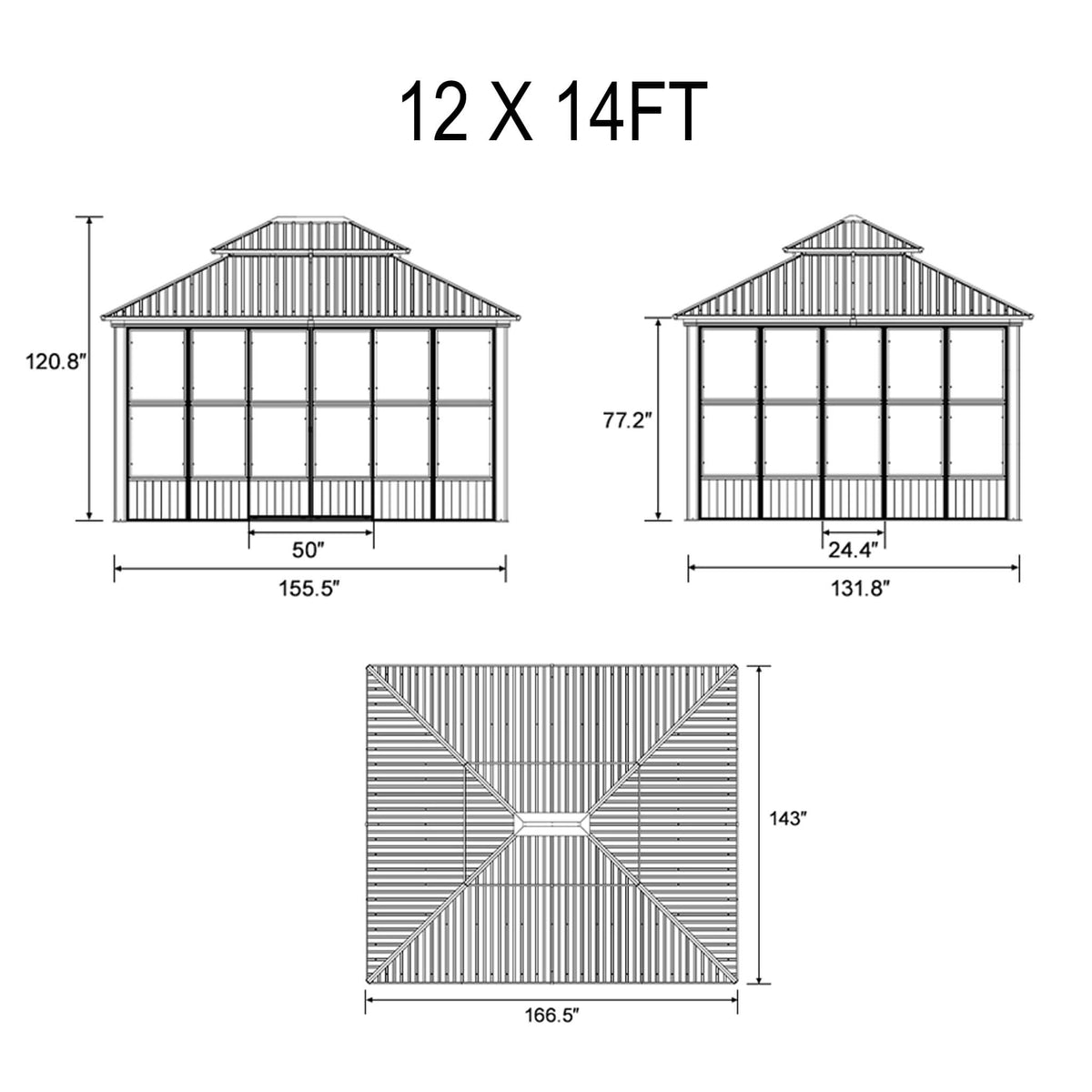 Premium Hardtop Double-Top Outdoor Patio Solarium Sunroom