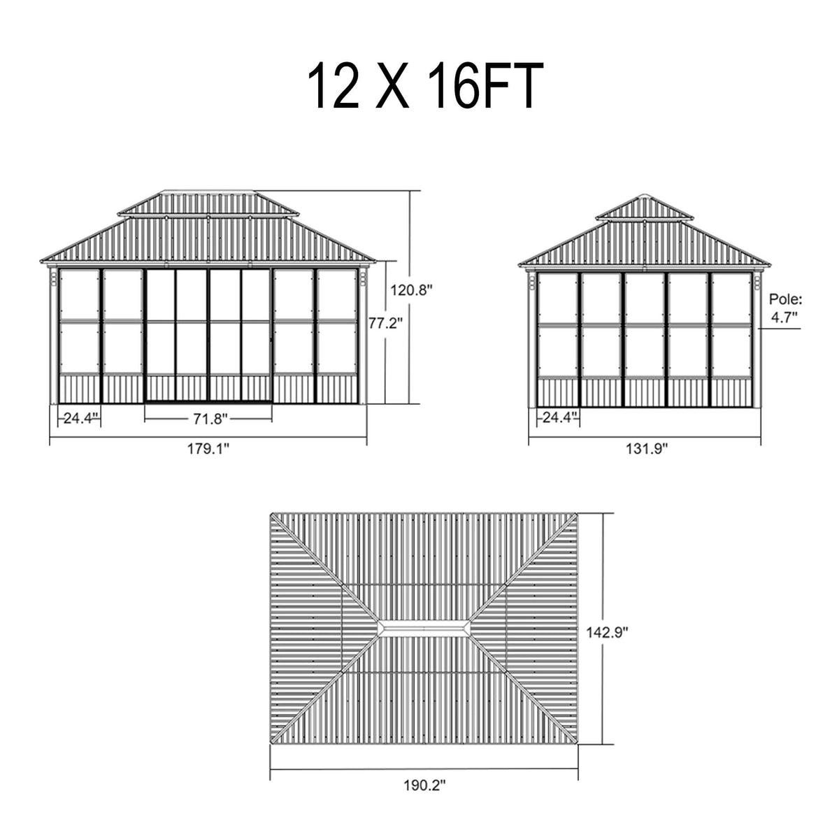 Premium Hardtop Double-Top Outdoor Patio Solarium Sunroom