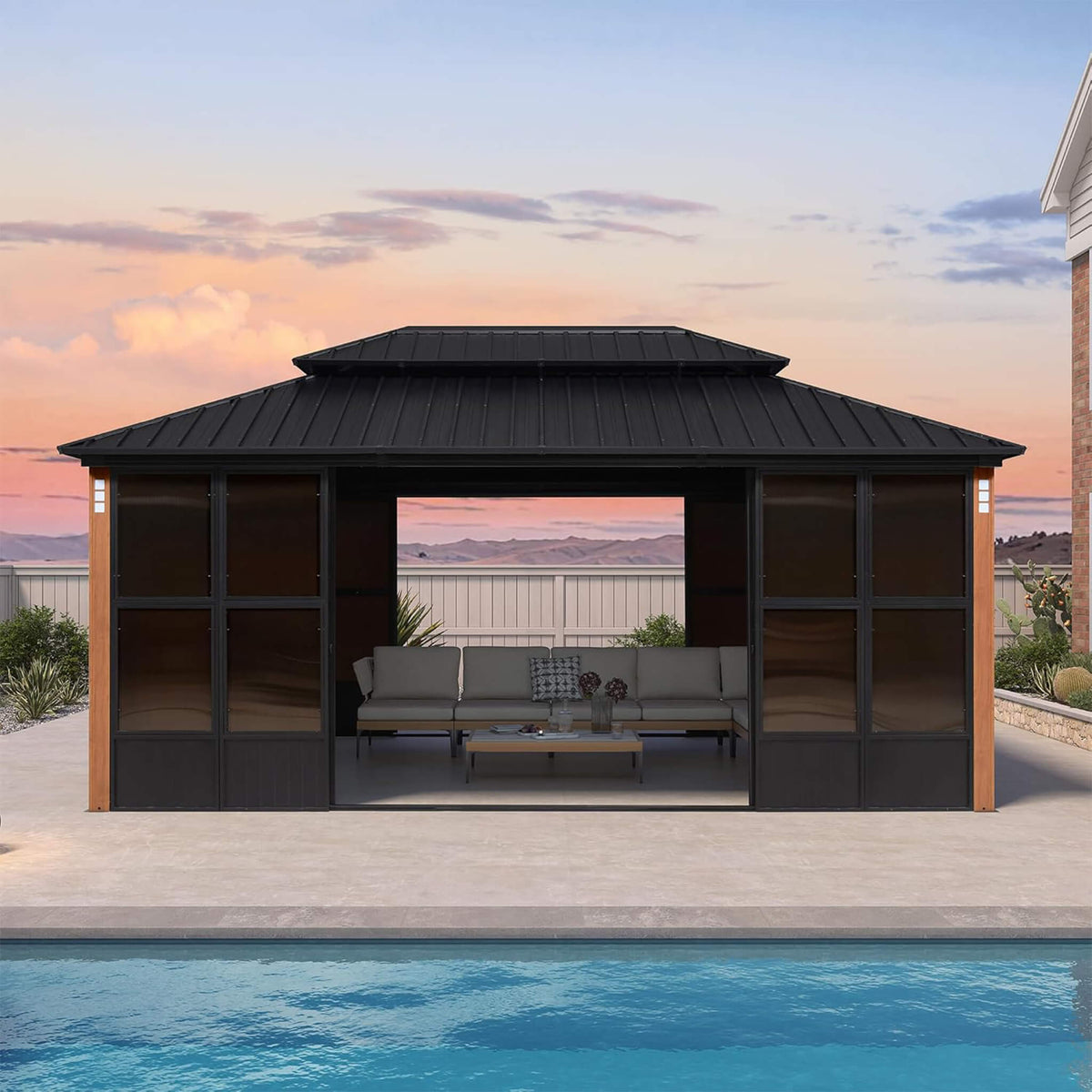 Premium Hardtop Double-Top Outdoor Patio Solarium Sunroom