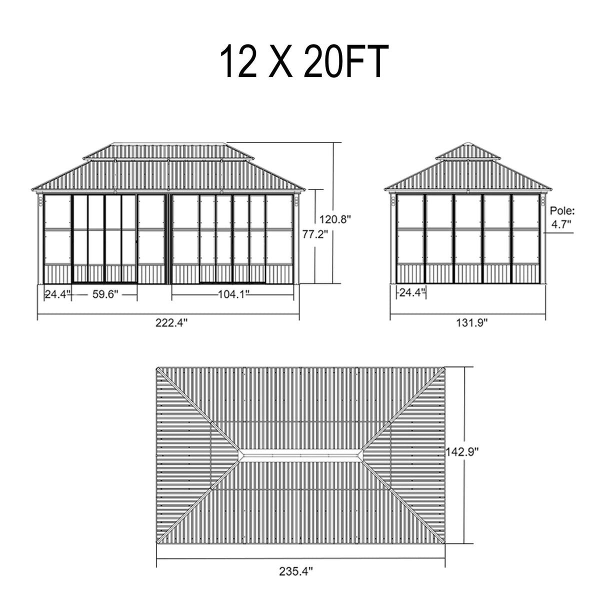 Premium Hardtop Double-Top Outdoor Patio Solarium Sunroom