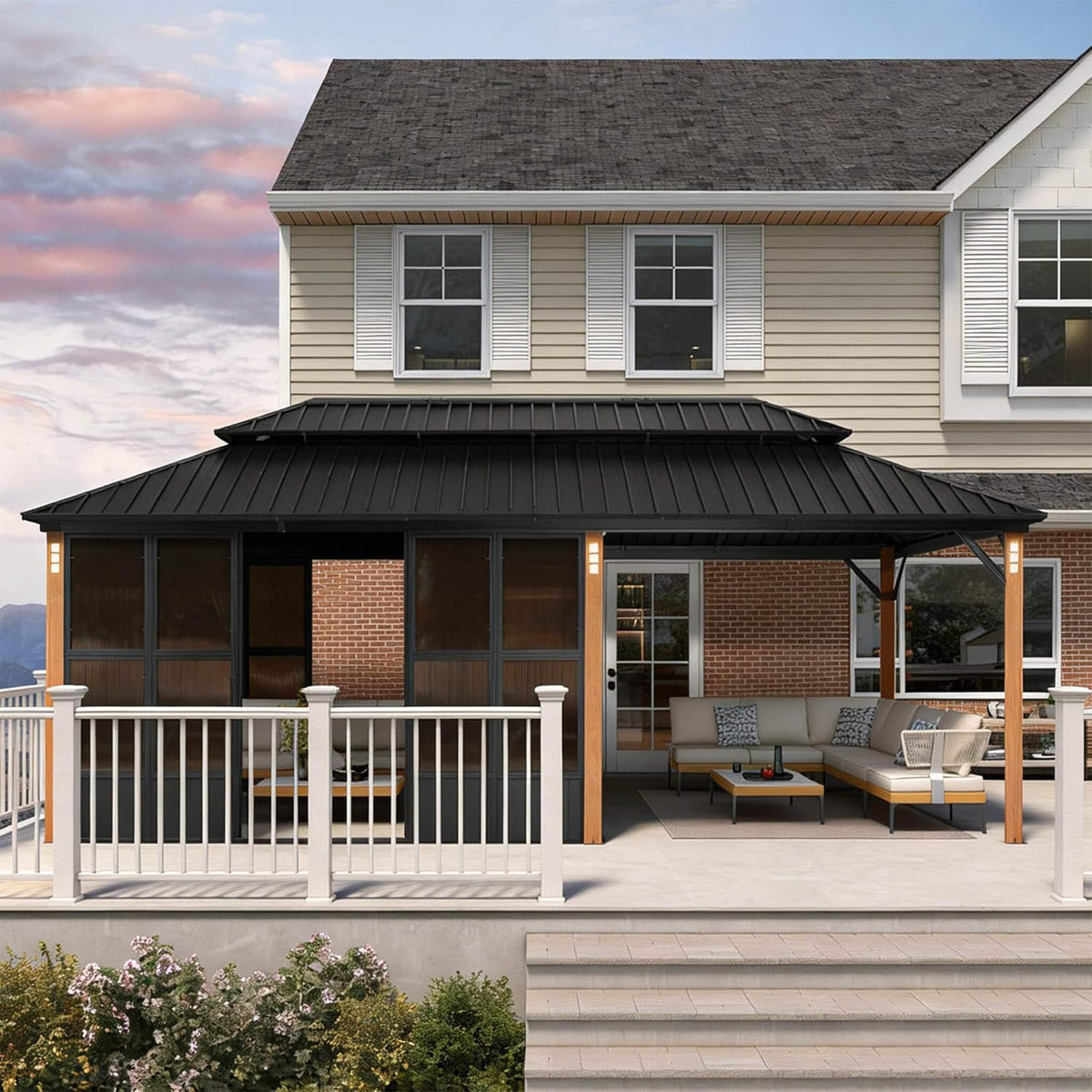 Premium Hardtop Double-Top Outdoor Patio Solarium Sunroom