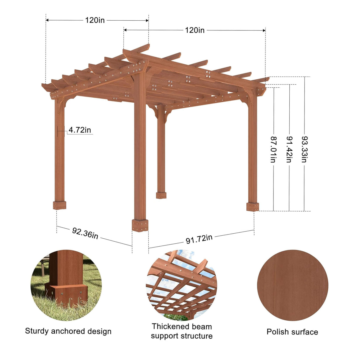 Premium Outdoor Cedar Wood Pergola with Slatted Roof