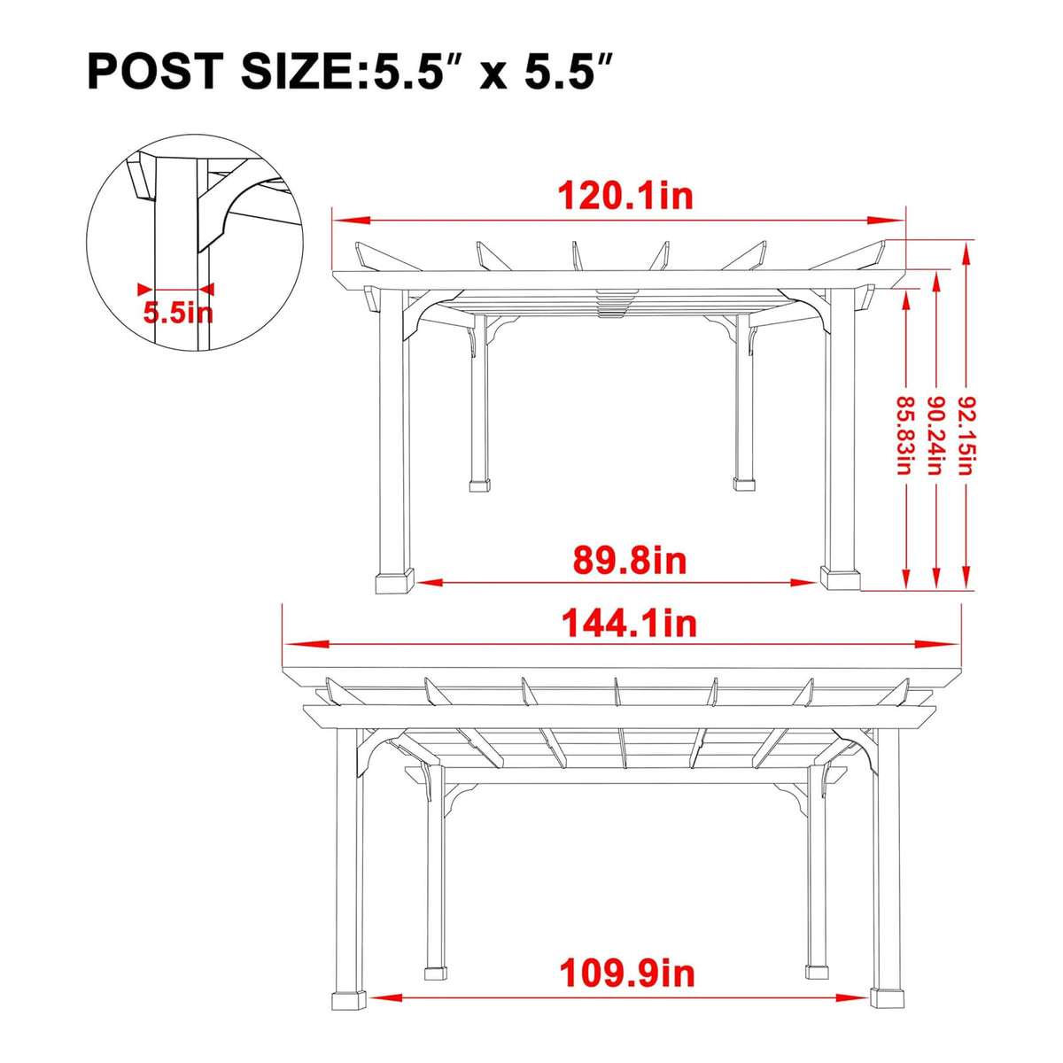 Premium Outdoor Cedar Wood Pergola with Slatted Roof