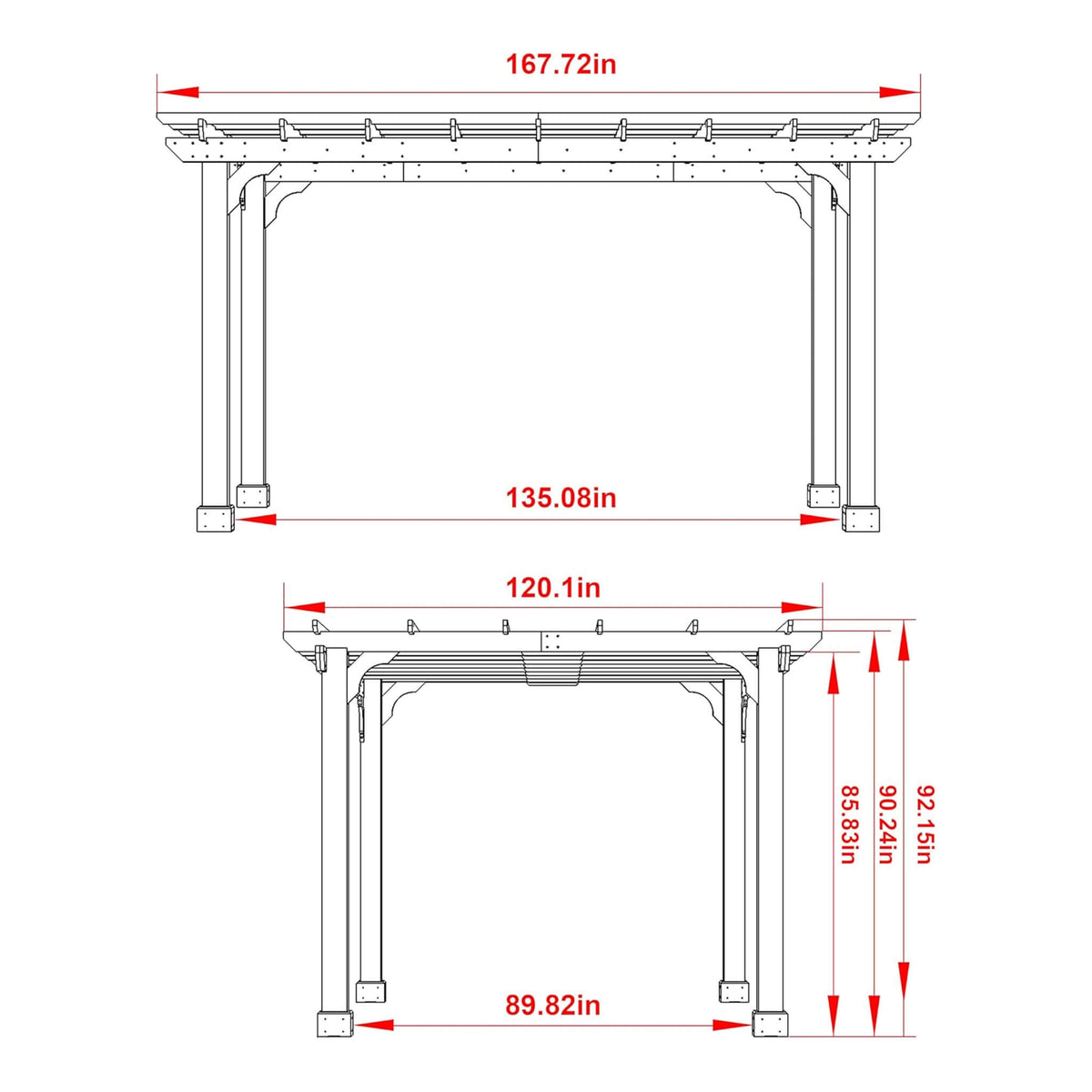 Premium Outdoor Cedar Wood Pergola with Slatted Roof