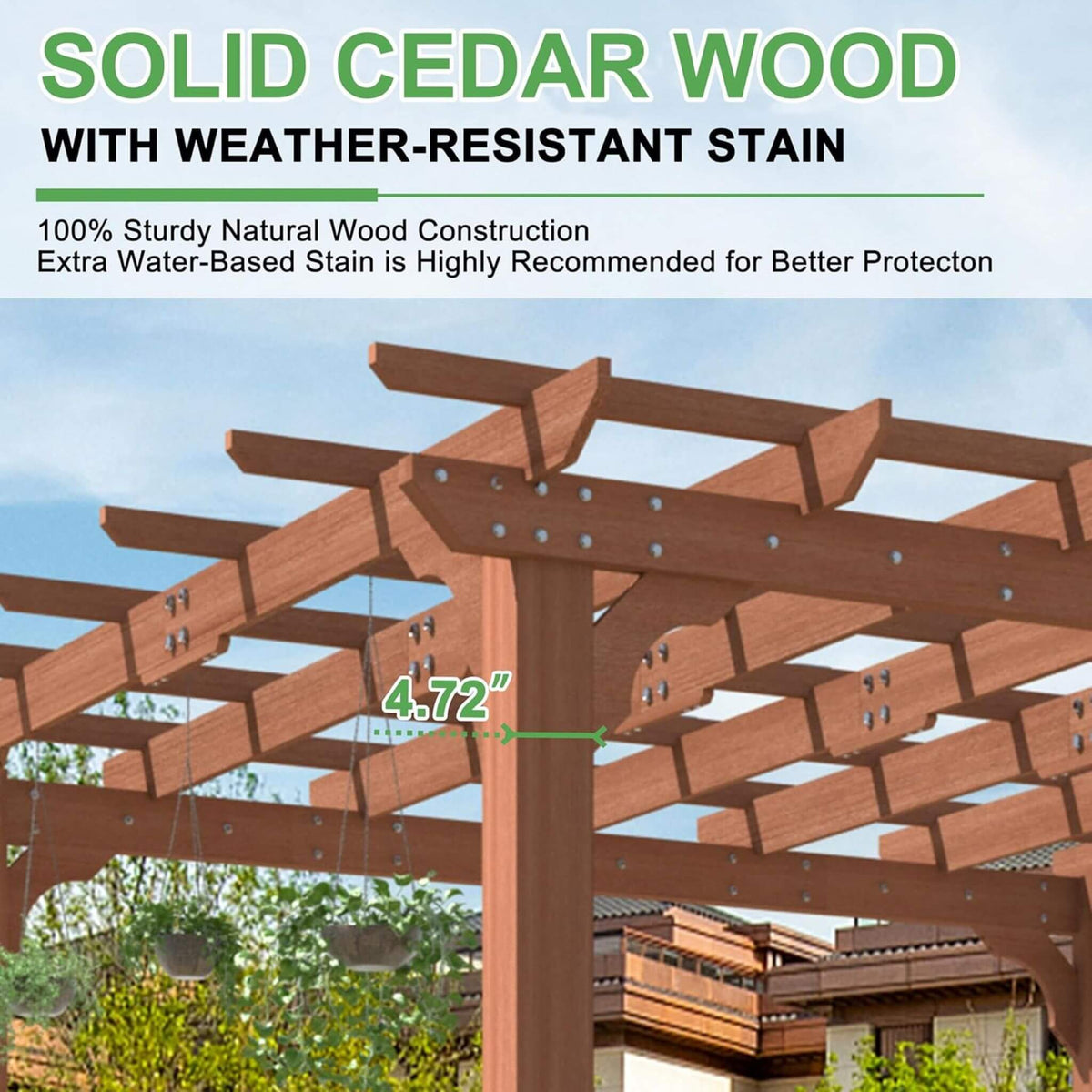 Premium Outdoor Cedar Wood Pergola with Slatted Roof