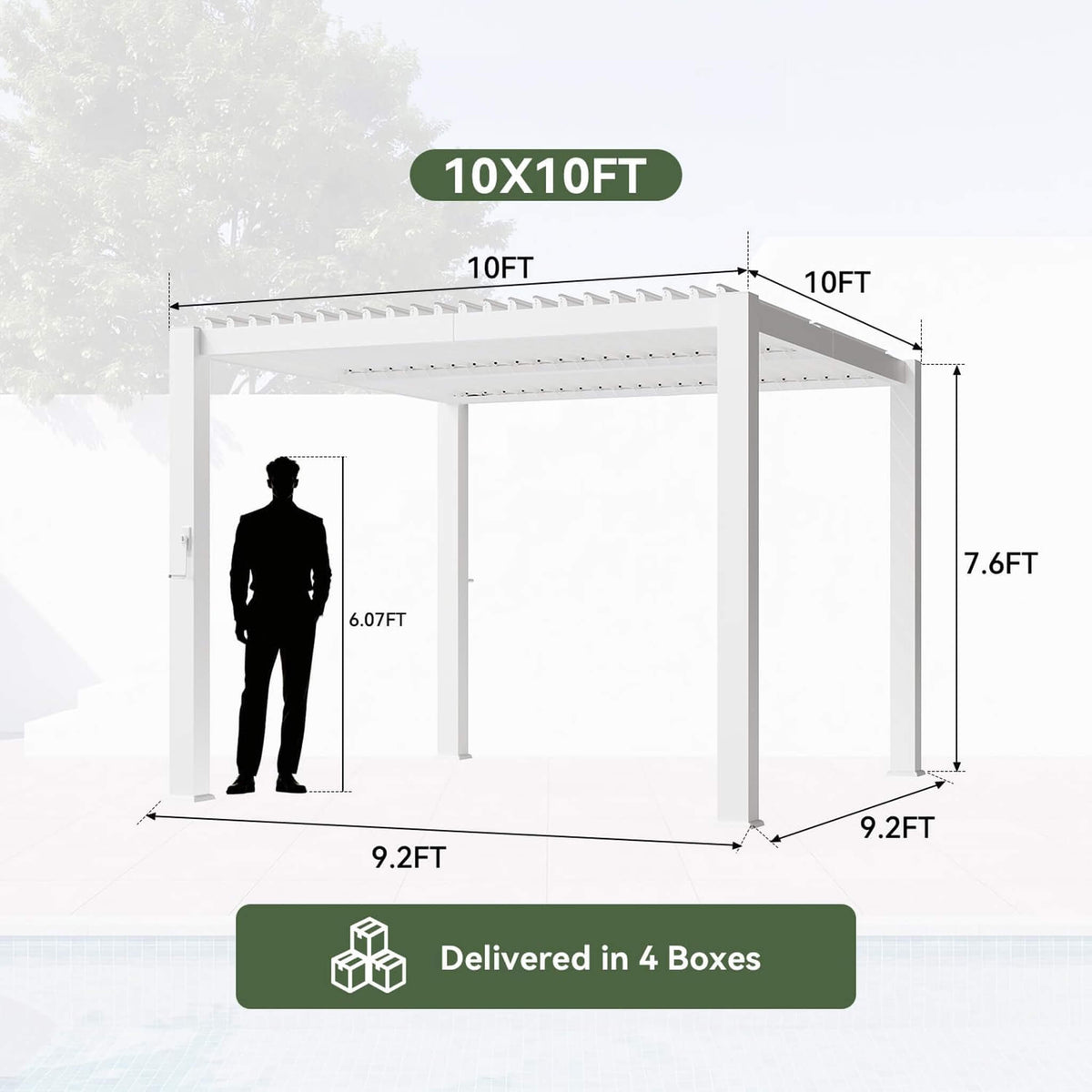 Premium Outdoor Metal Louvered Pergola with Drainage System