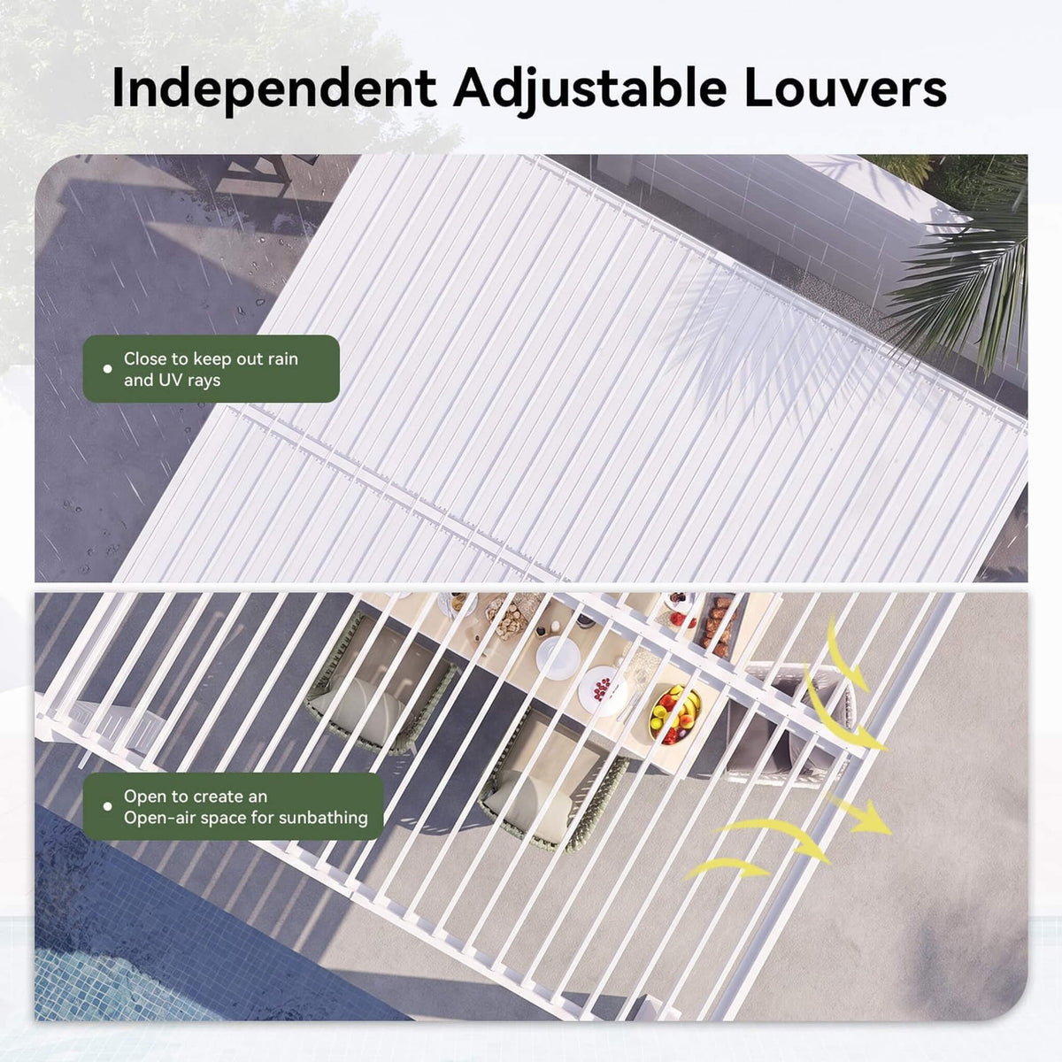 Premium Outdoor Metal Louvered Pergola with Drainage System