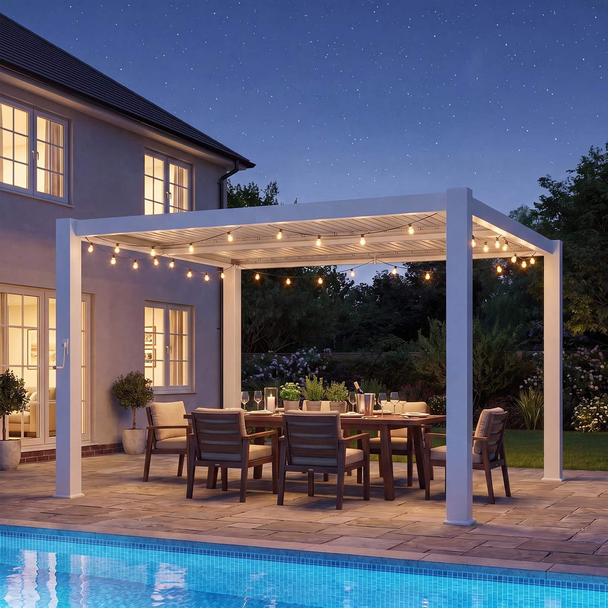 Premium Outdoor Metal Louvered Pergola with Drainage System