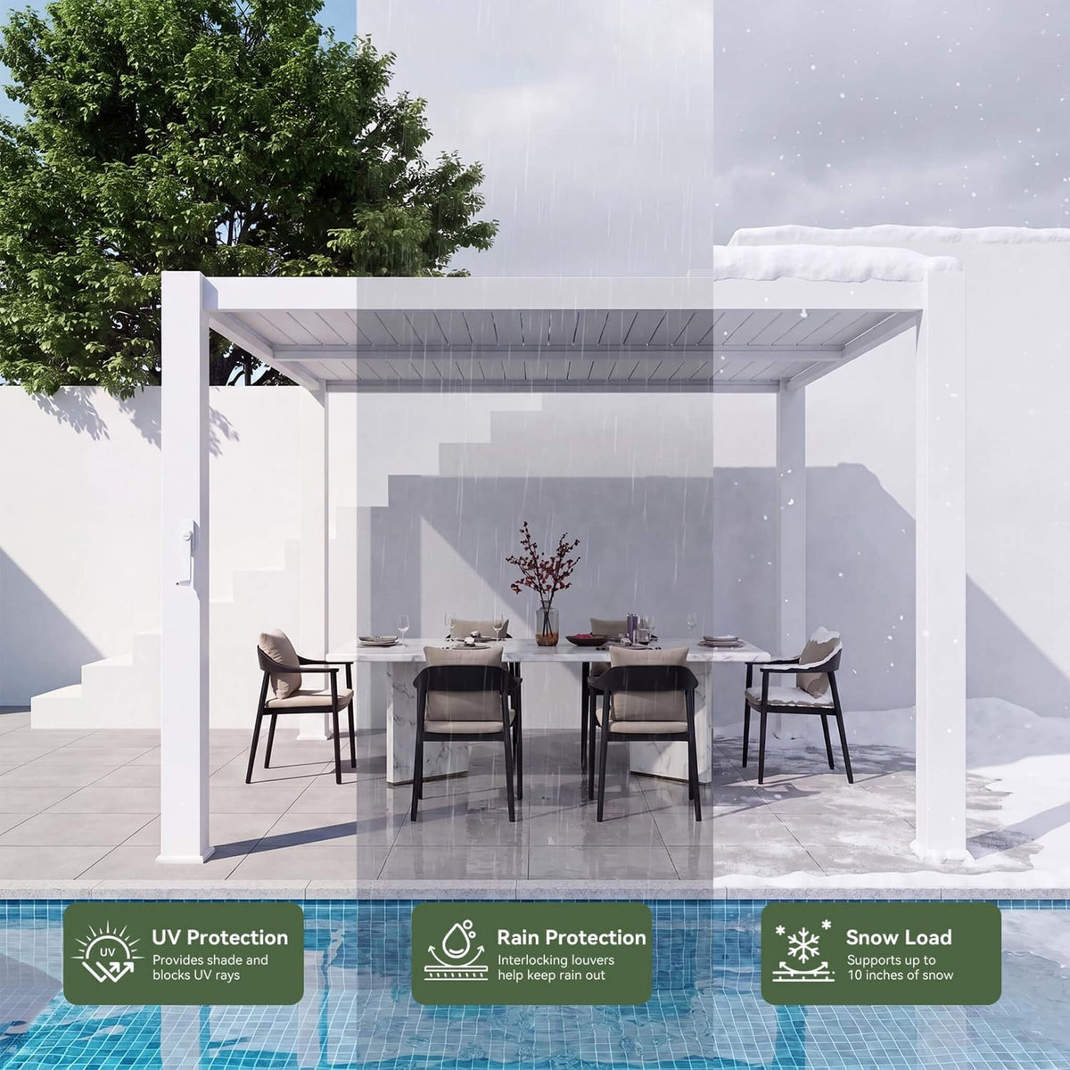 Premium Outdoor Metal Louvered Pergola with Drainage System
