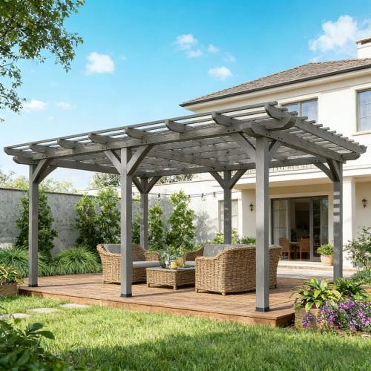 9x12ft Premium Outdoor Wooden Grape Trellis Pergola