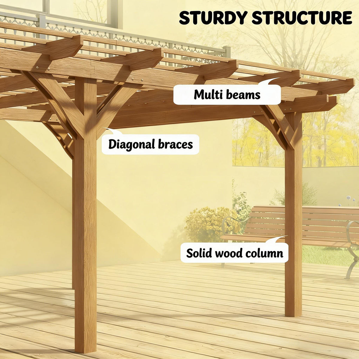 9x12ft Premium Outdoor Wooden Grape Trellis Pergola