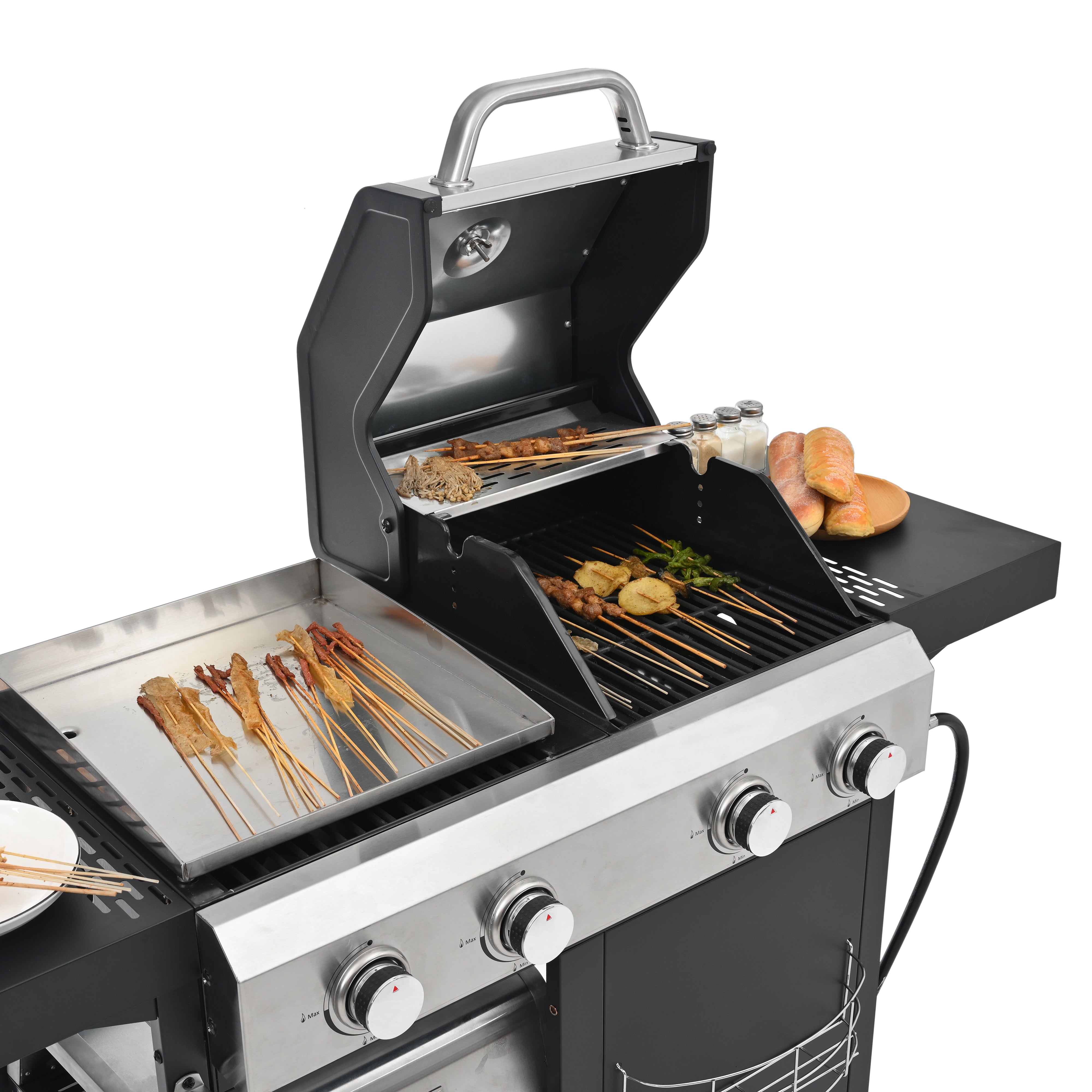 2+2 Multi-Function Gas Grill and Griddle Combo with Cover