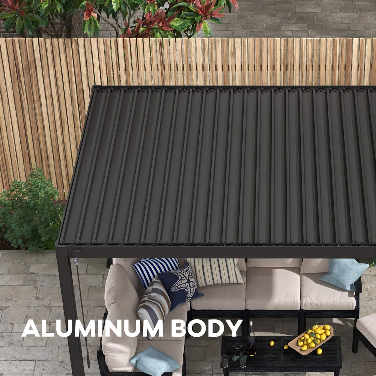 10x20ft Adjustable Louvered Pergola with Screens & Built-In Drainage