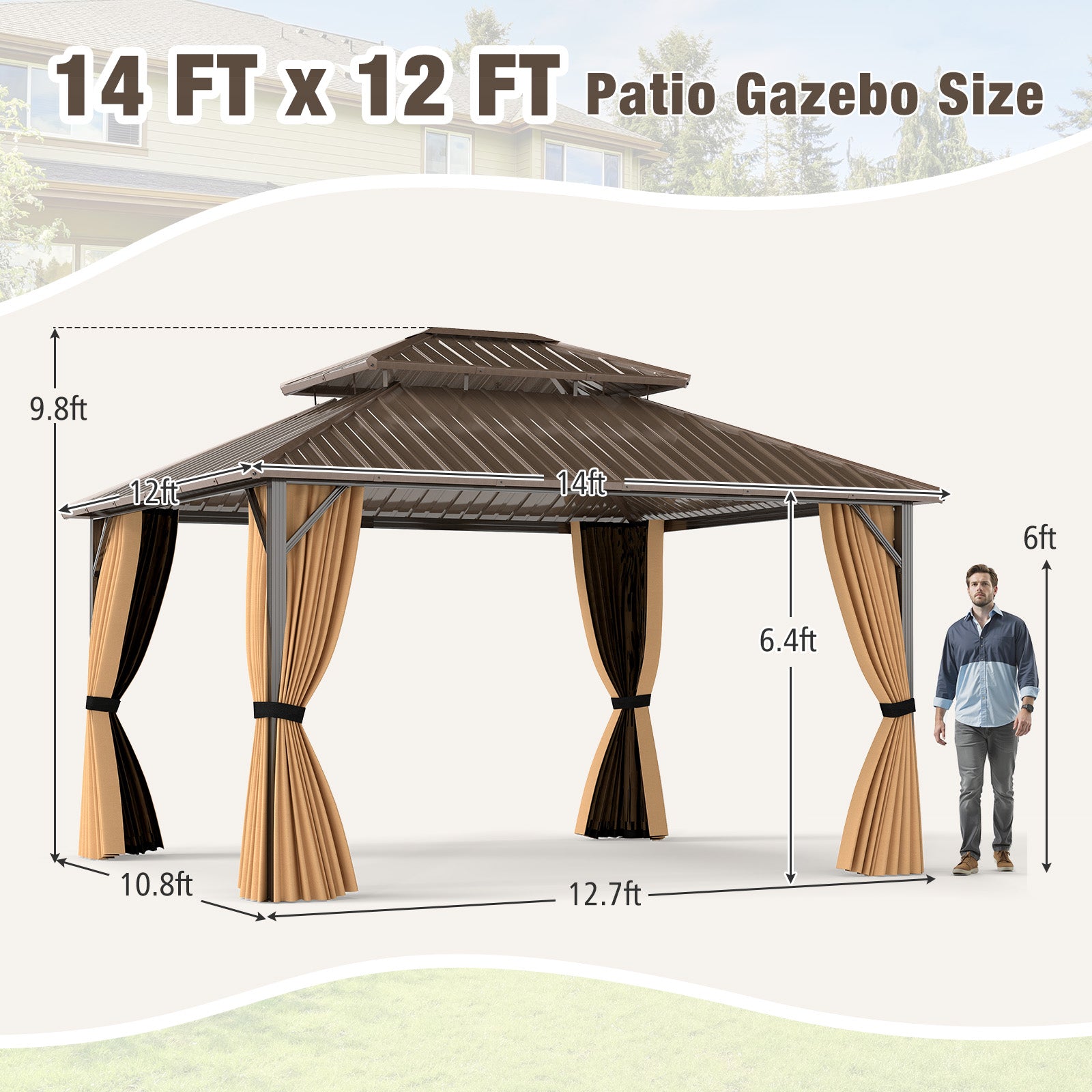 Double-Roof Galvanized Metal Gazebo