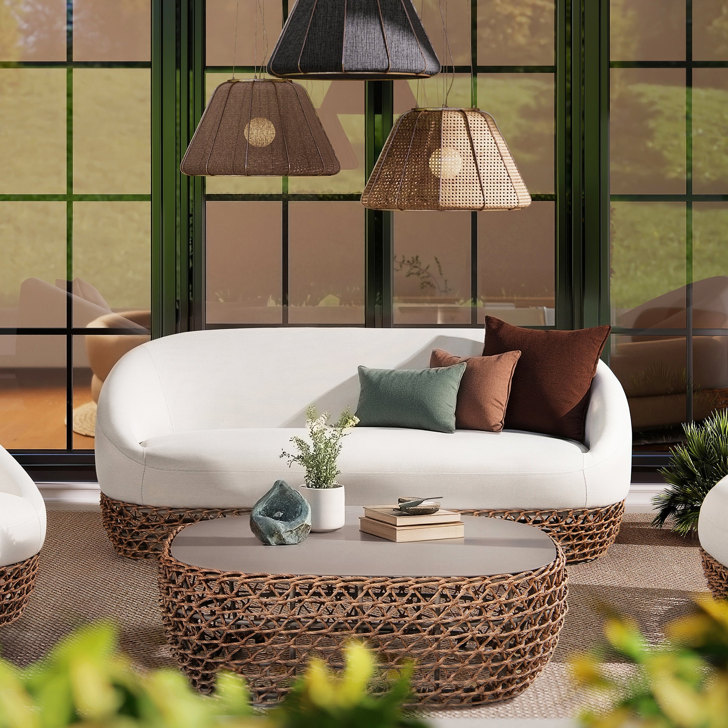 Willow 71" Woven Patio Deep Seating Sofa