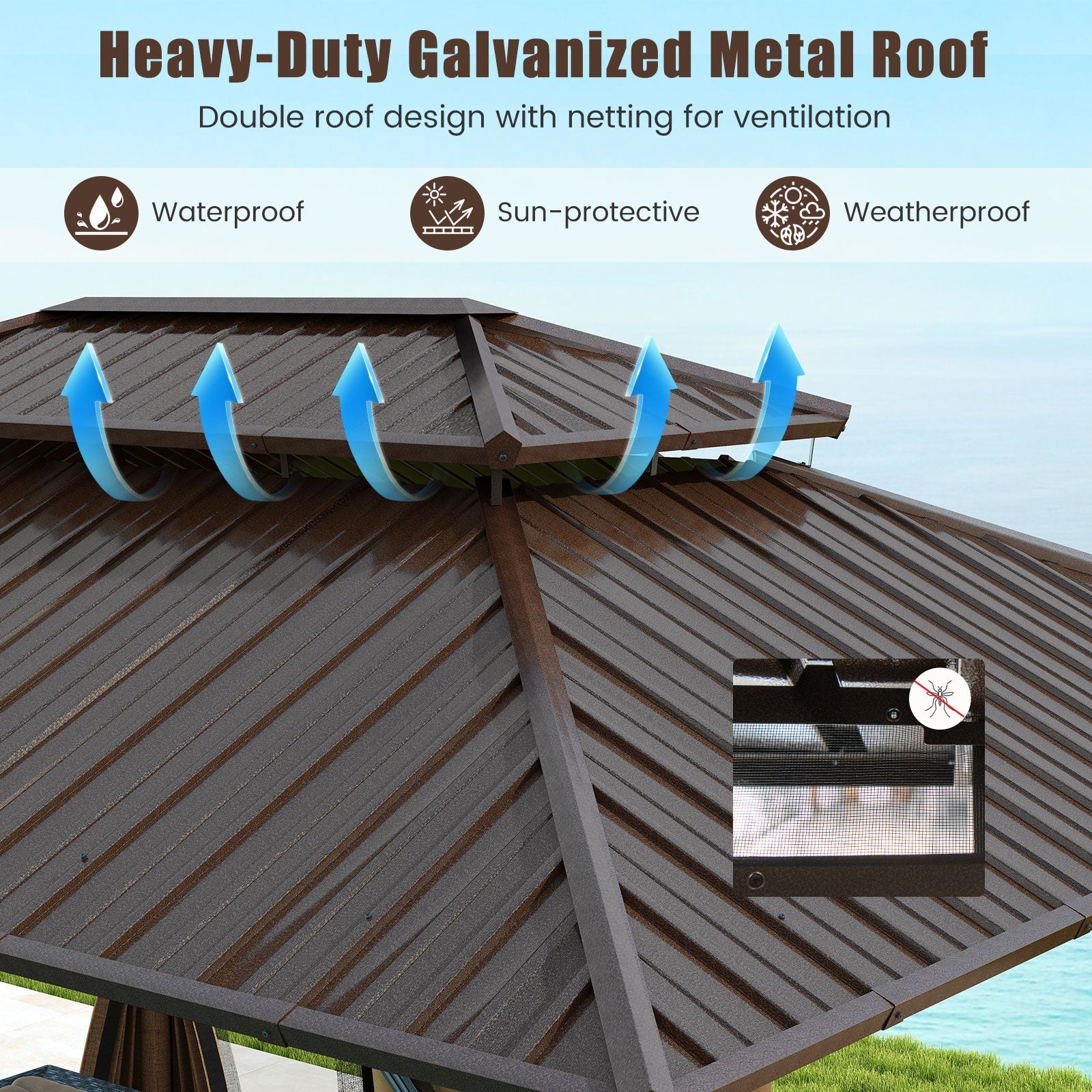 Double-Roof Galvanized Metal Gazebo