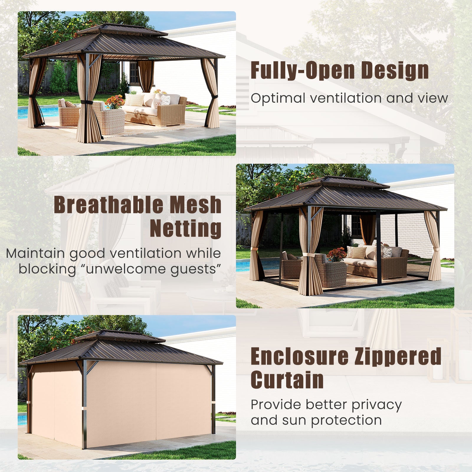 Double-Roof Galvanized Metal Gazebo