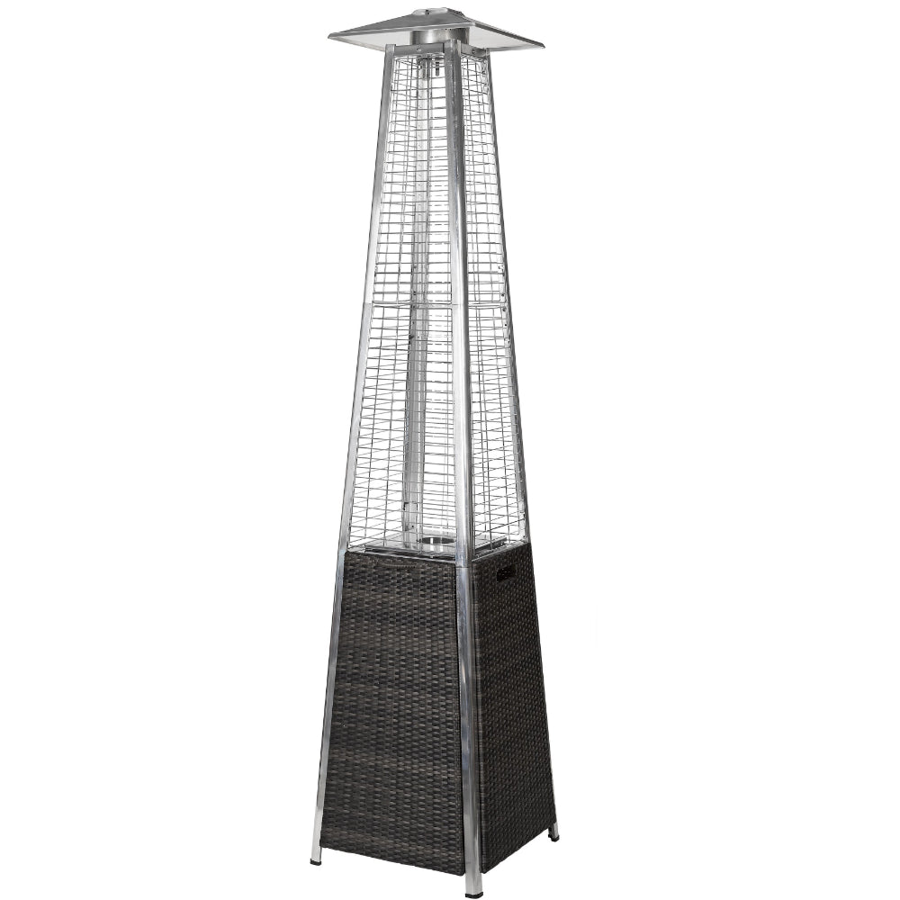 89" Tower Flame Propane Patio Heater - Black & Grey Wicker (41,000 BTU)