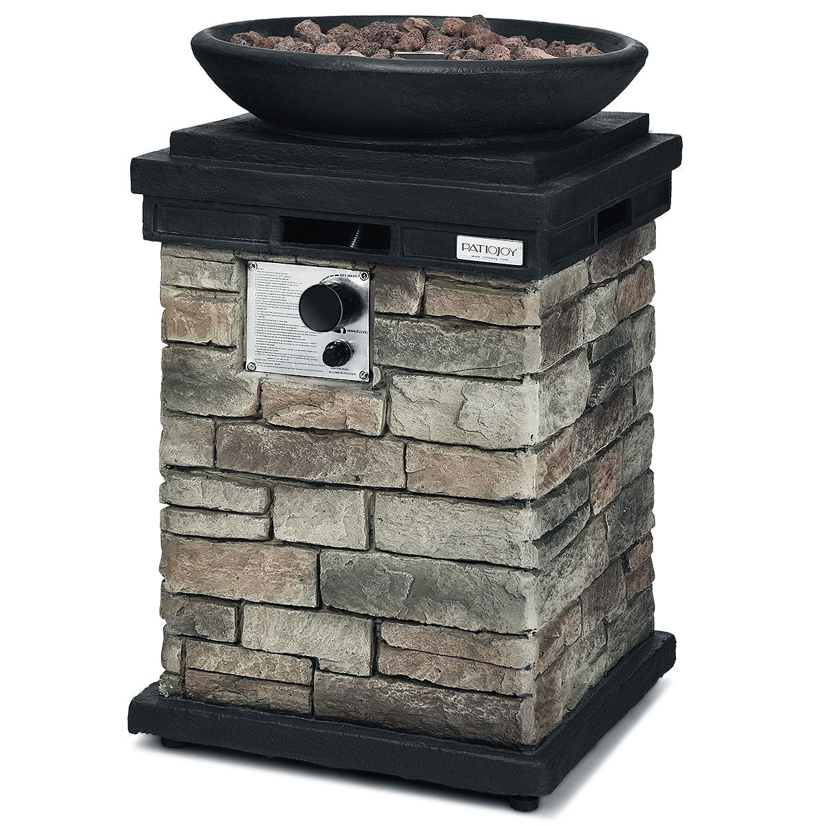 Propane Fire Pit Table – Stacked Stone Look, 40,000 BTU