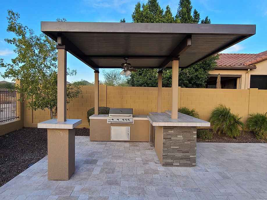 KoKoMo Outdoor Kitchen BBQ Island with 12'x12' Pergola