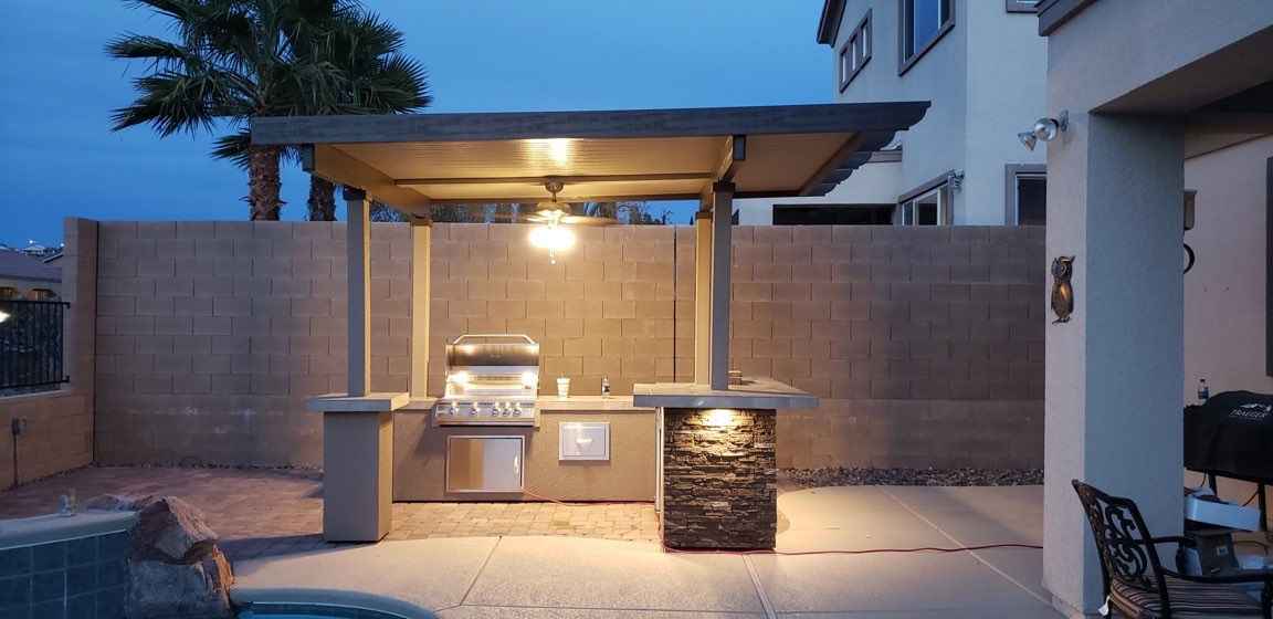 KoKoMo Outdoor Kitchen BBQ Island with 12'x12' Pergola