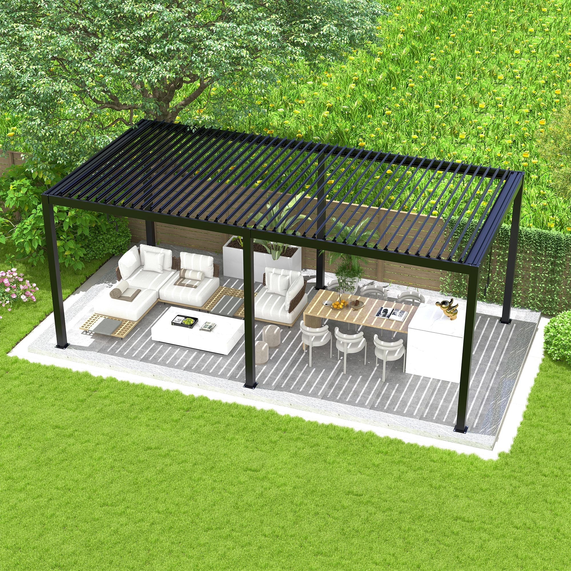 8640E Louver Pergola 10x19FT