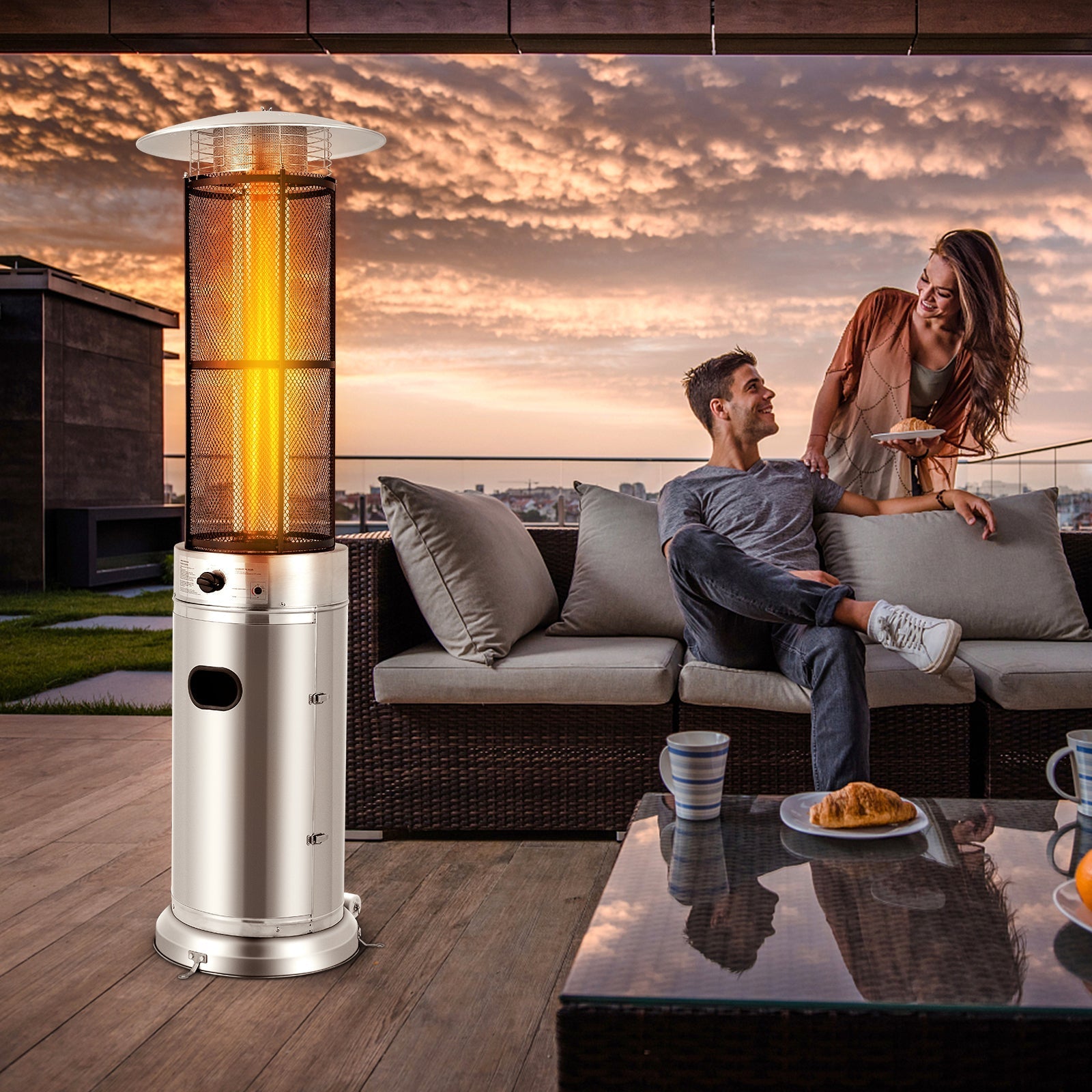 40,000 BTU Ceramic-Glass Tube Patio Heater