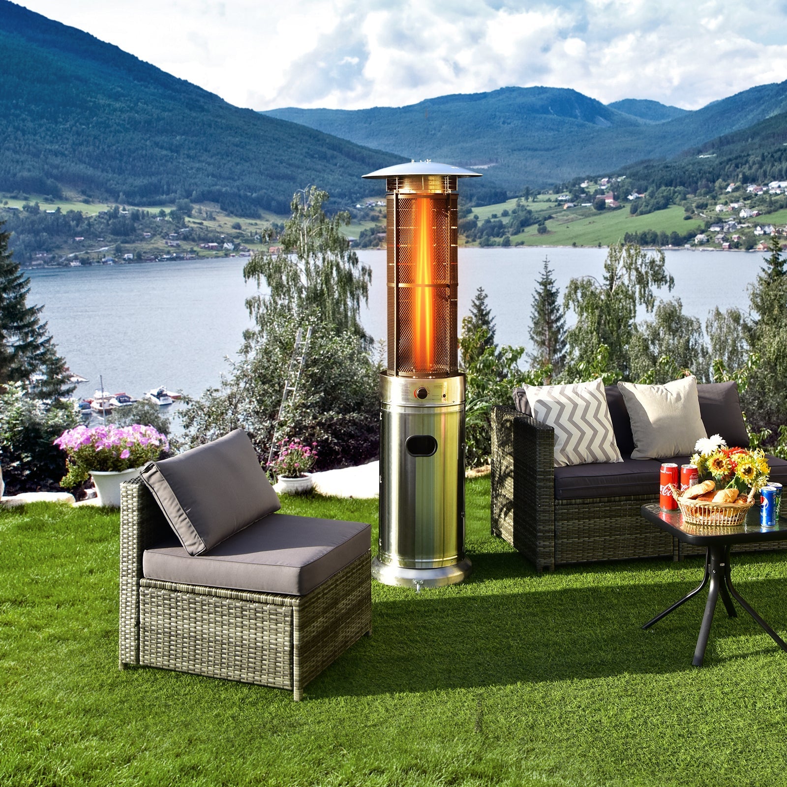 40,000 BTU Ceramic-Glass Tube Patio Heater