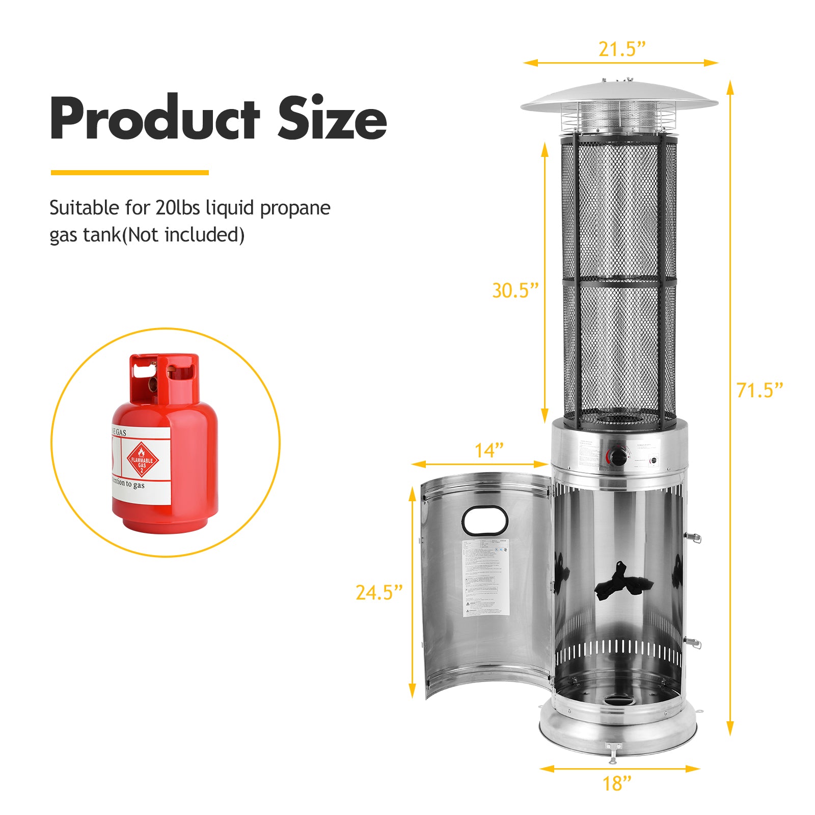 40,000 BTU Ceramic-Glass Tube Patio Heater