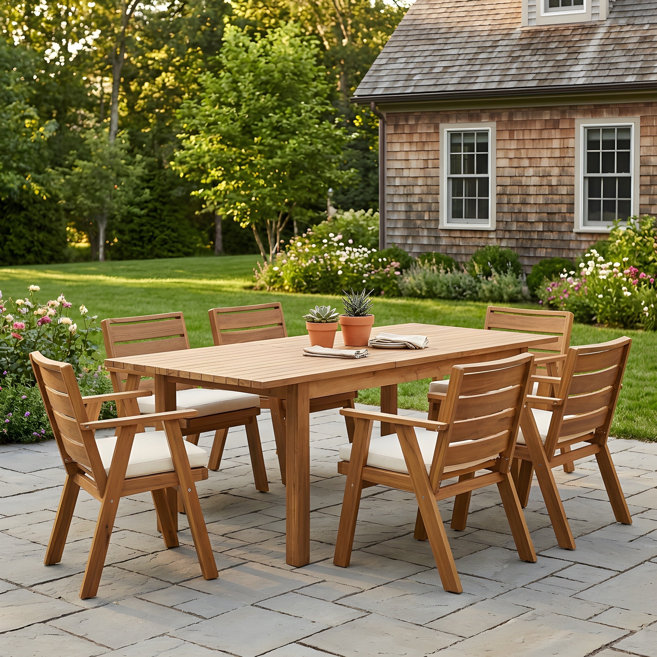 7-Piece Acacia Wood Outdoor Dining Set