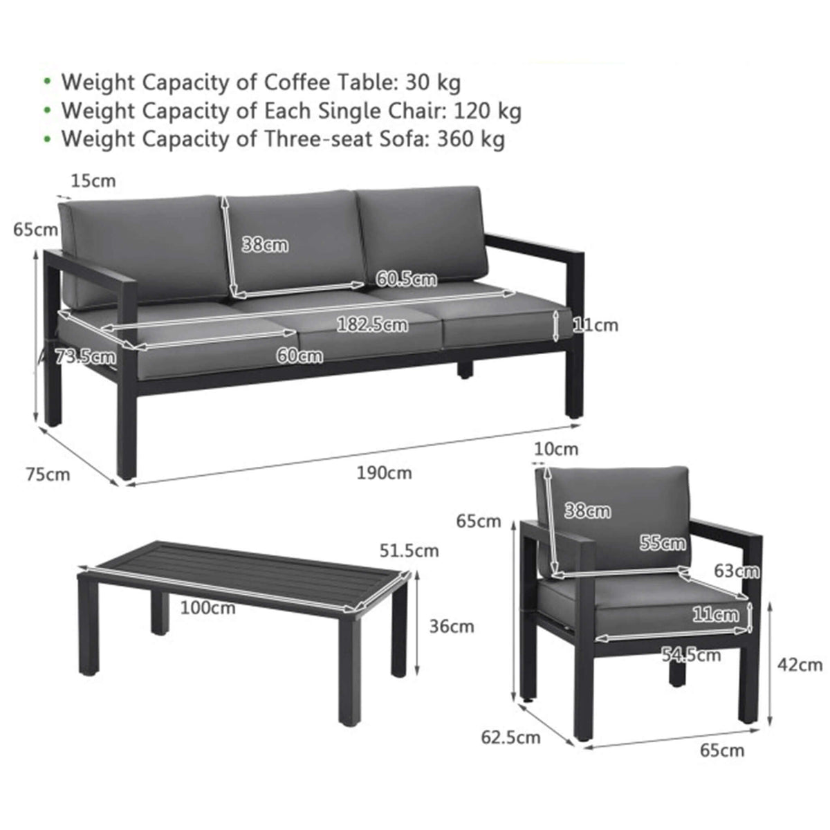 4-Piece Outdoor Patio Furniture Set for Backyard & Poolside