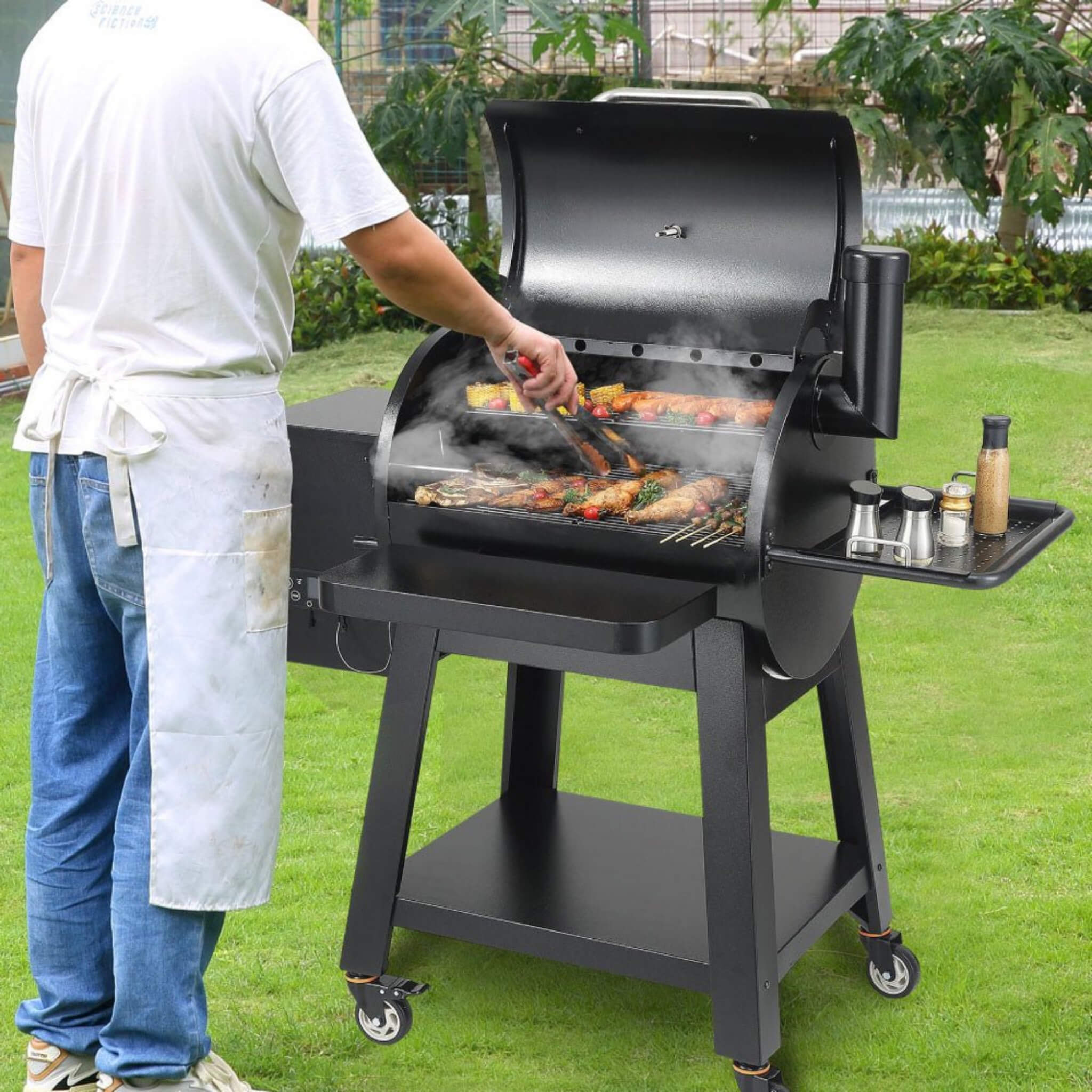 Saksby 53" Heavy Duty Portable Wood Pellet BBQ Grill with Cart