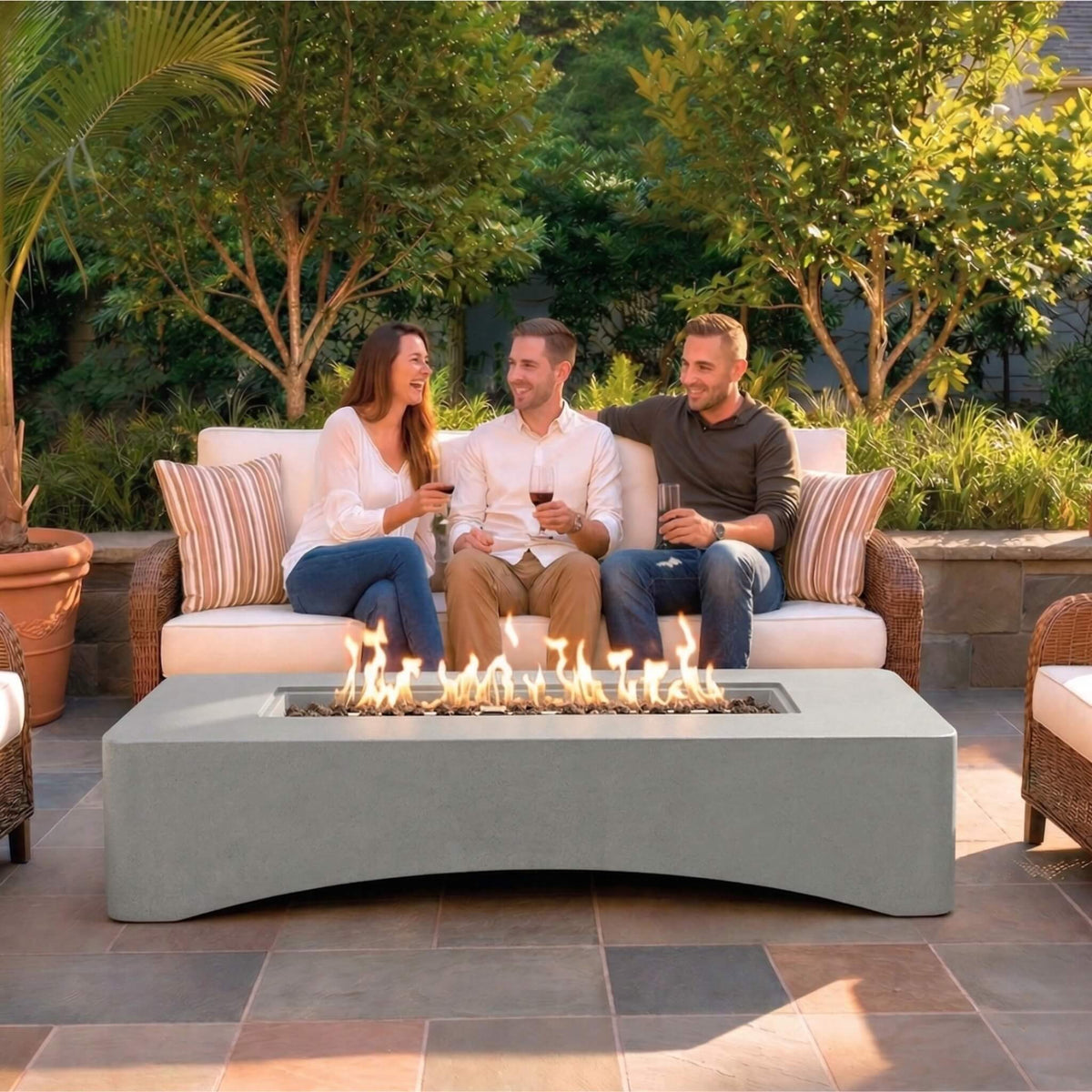 56-Inch 50,000 BTU Outdoor Modern Propane Fire Pit Table