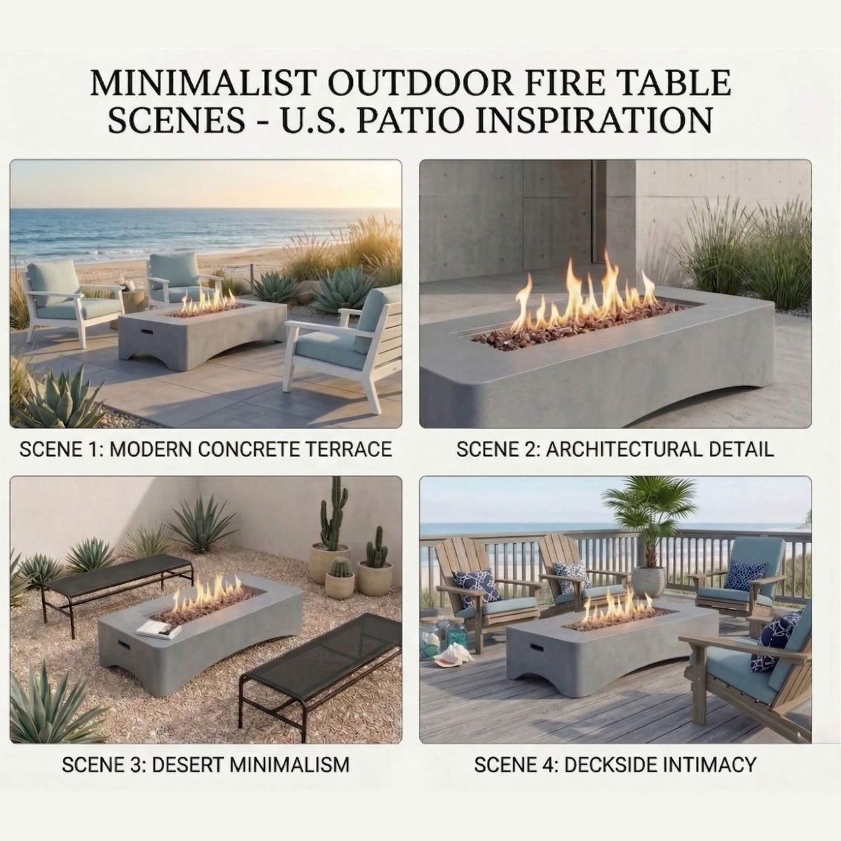 56-Inch 50,000 BTU Outdoor Modern Propane Fire Pit Table