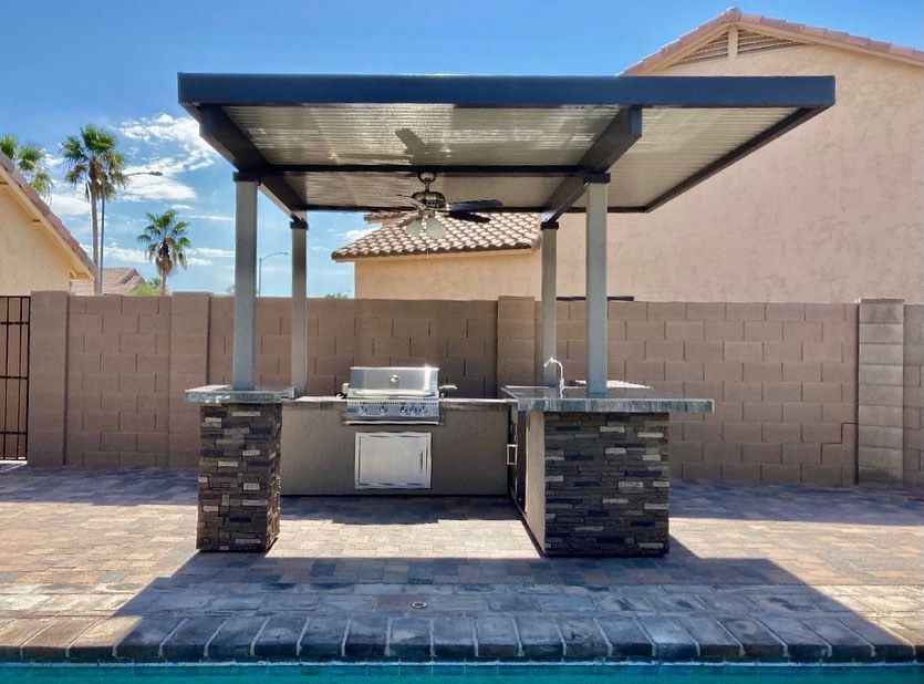 KoKoMo Outdoor Kitchen BBQ Island with 12'x12' Pergola