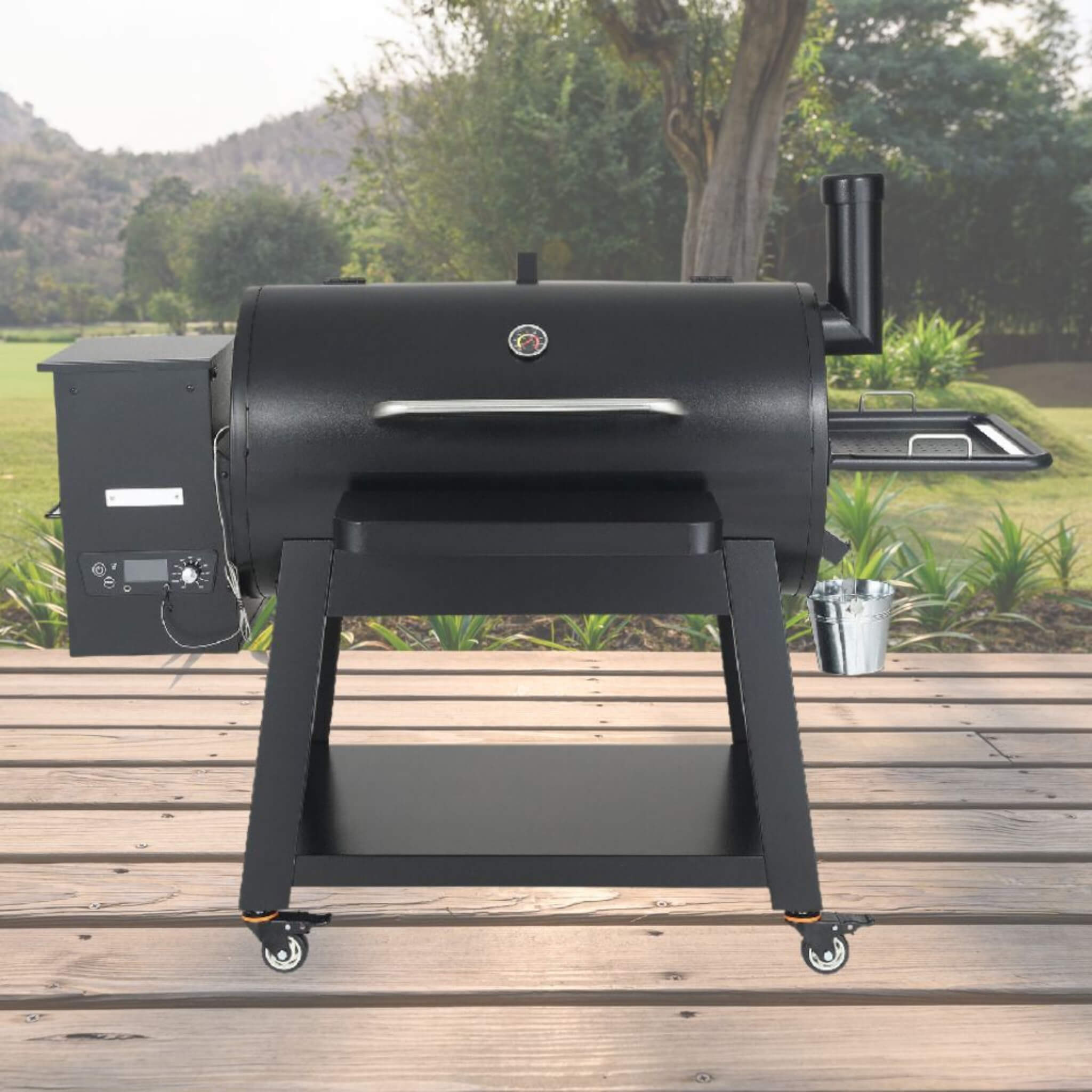 Saksby 62" Heavy Duty Portable Wood Pellet BBQ Grill with Cart