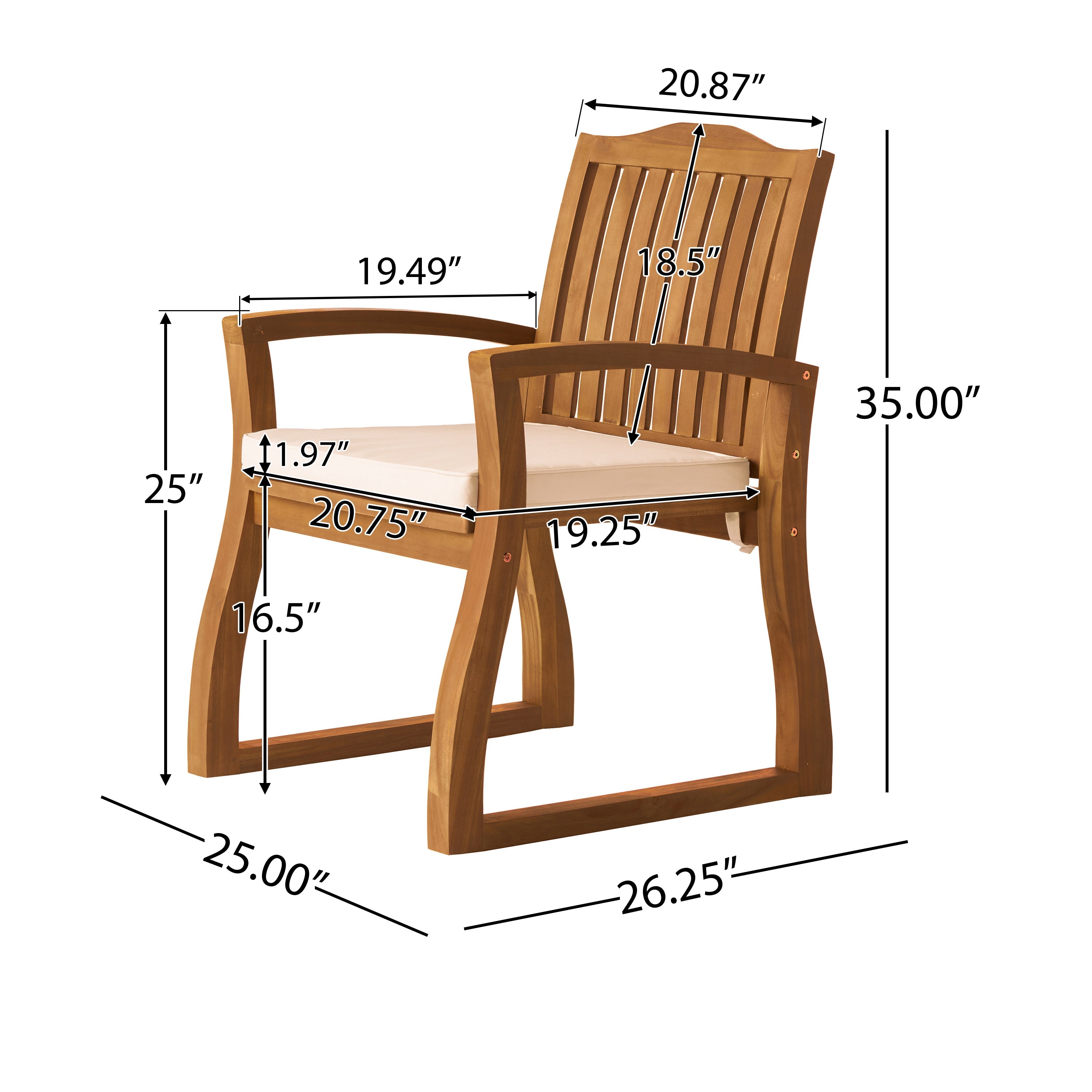 7-Piece Acacia Wood Outdoor Dining Set with Cushions
