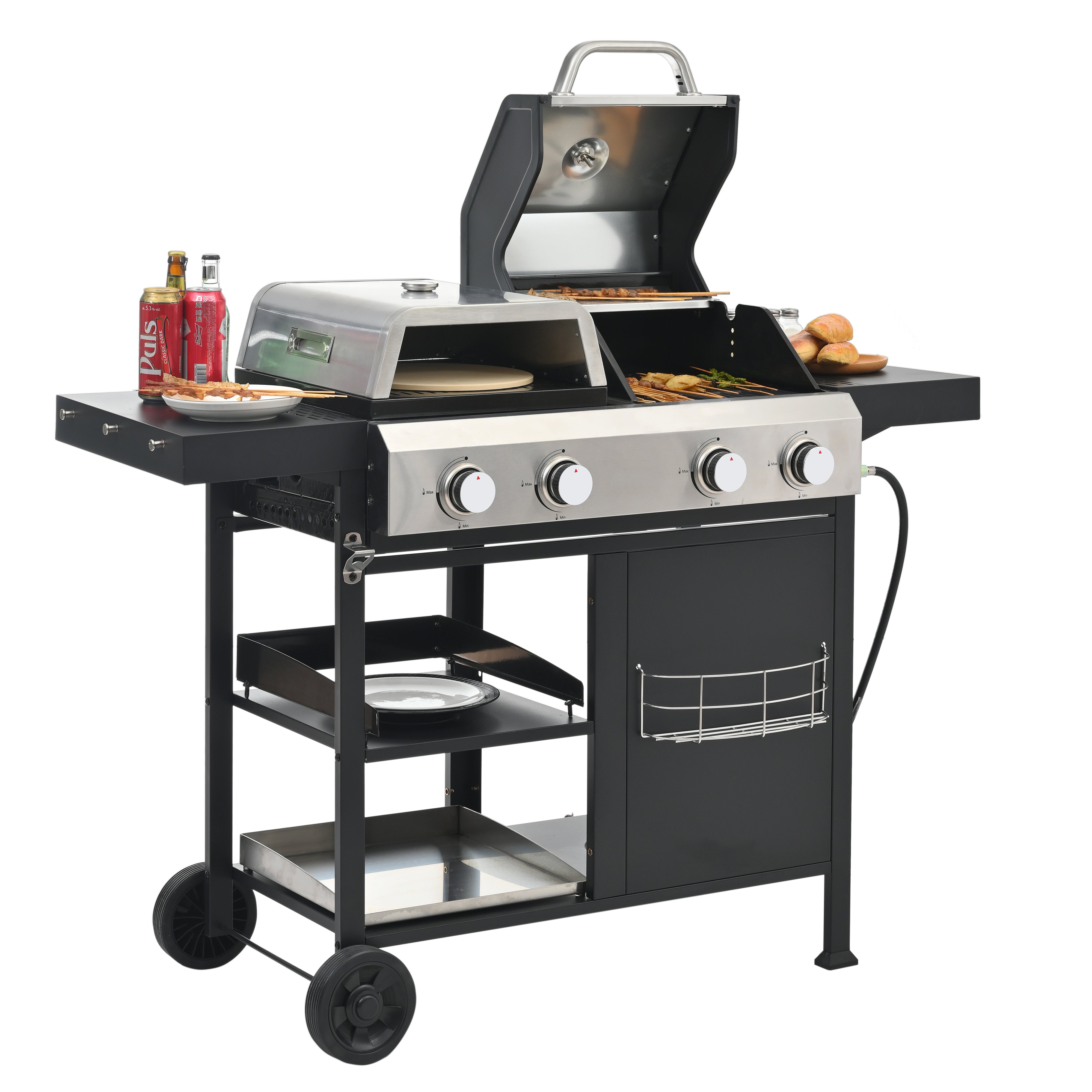 2+2 Multi-Function Gas Grill and Griddle Combo with Cover