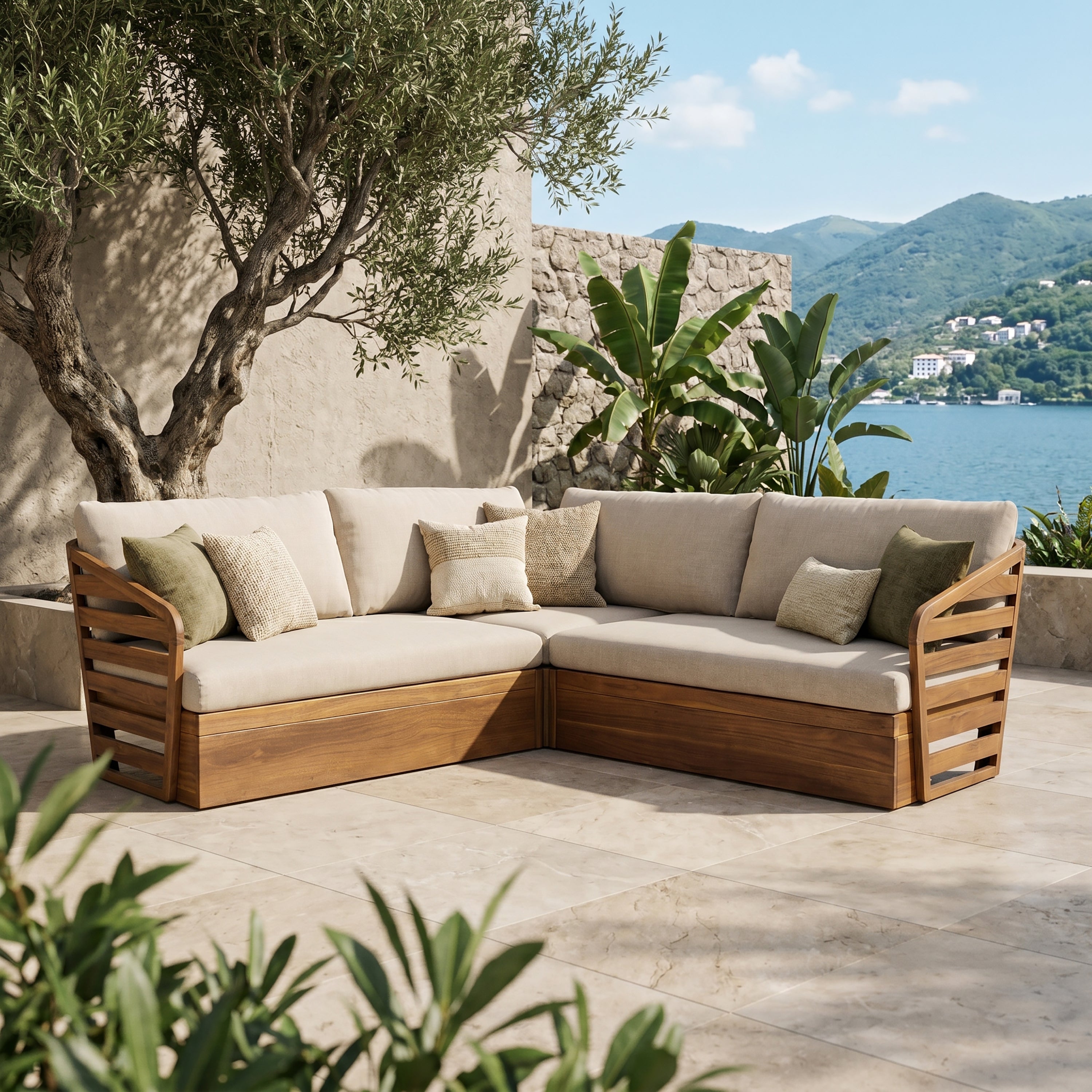 Royal Acacia Patio V Sofa Sectional Set