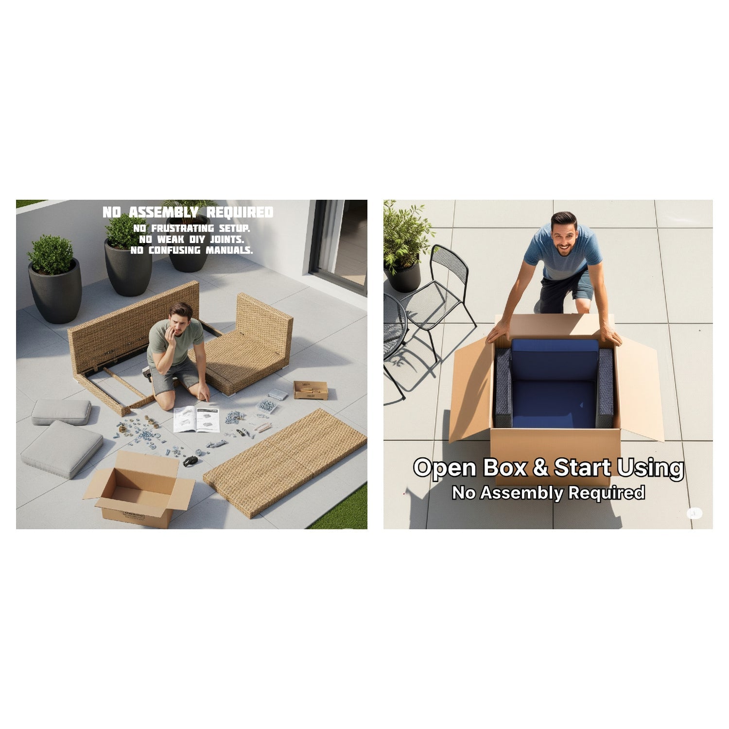 4-Piece HDPE Wicker Outdoor Seating Group