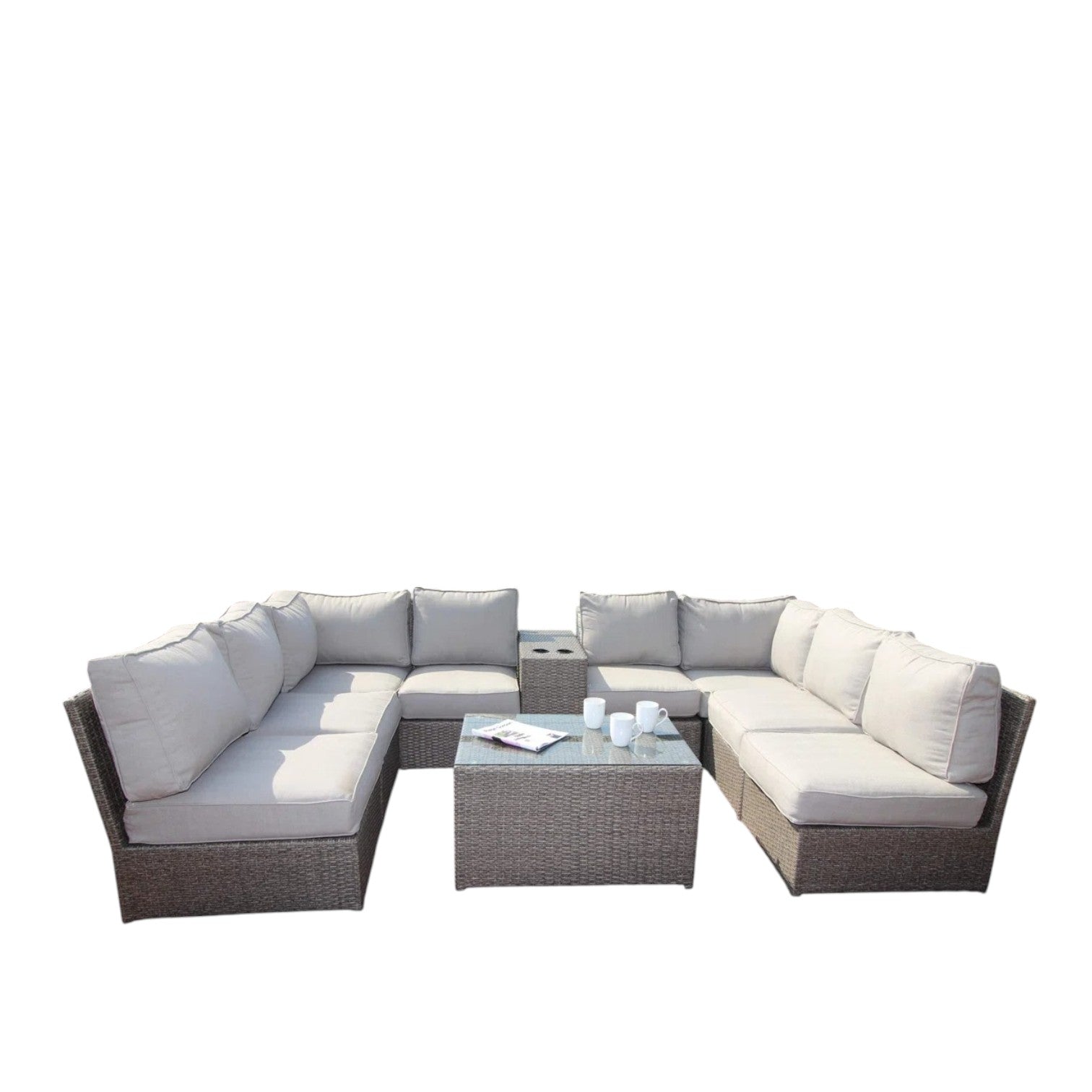 Fully Assembled 6-Seat Patio Wicker Sectional with Cushions