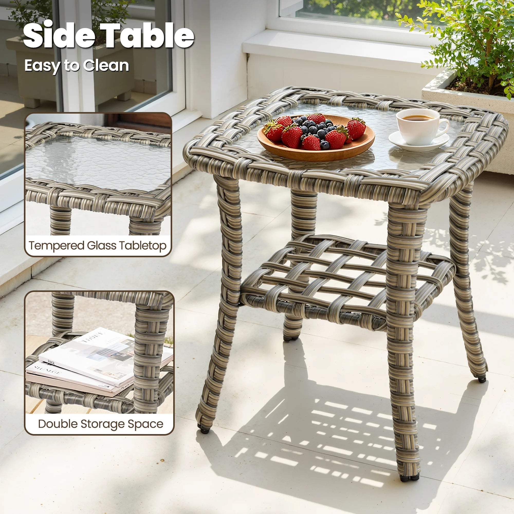 9 Pieces Patio Furniture Set outside Furniture Wicker Patio Conversation Set with Swivel Chairs, Outdoor Furniture for Garden, Beige