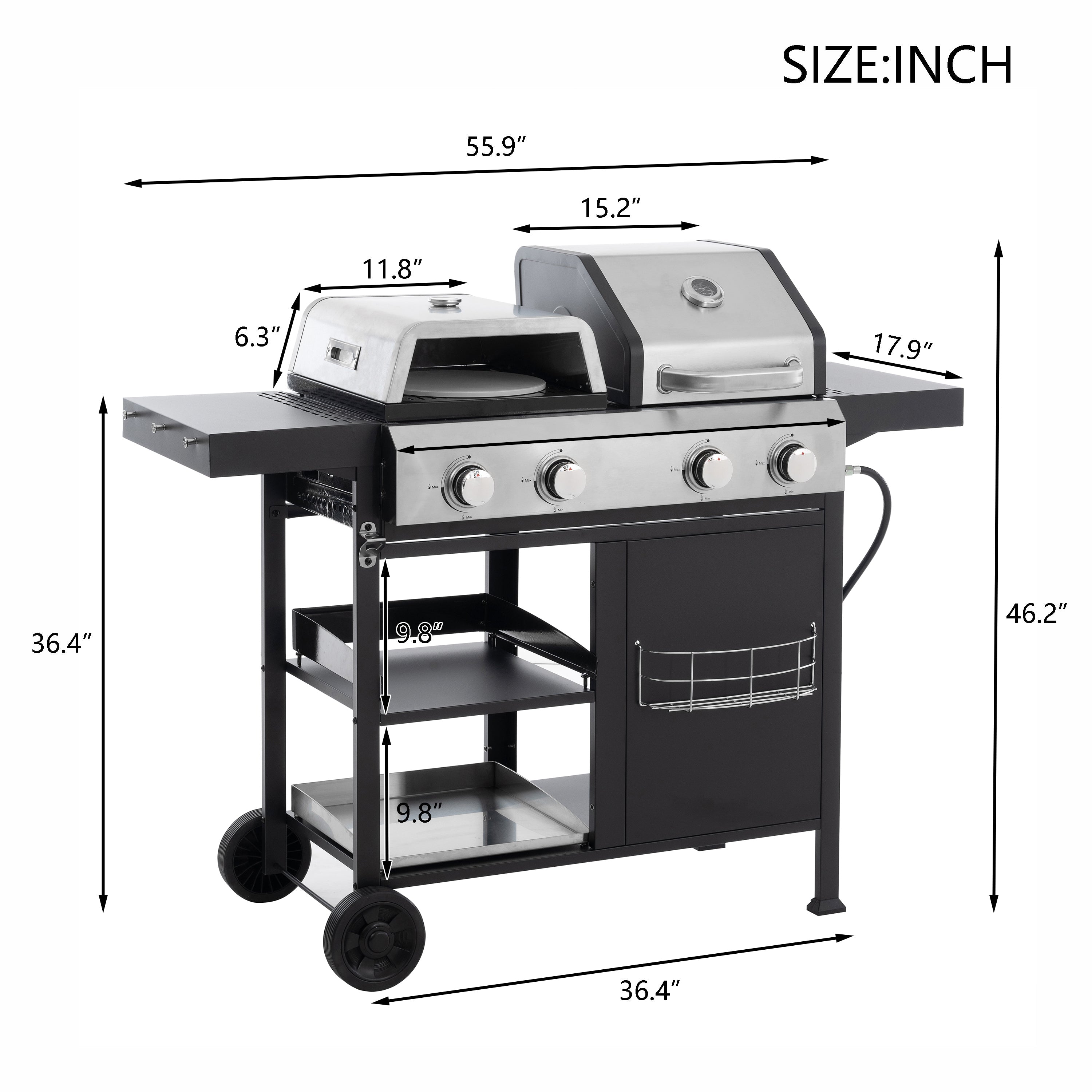 2+2 Multi-Function Gas Grill and Griddle Combo with Cover