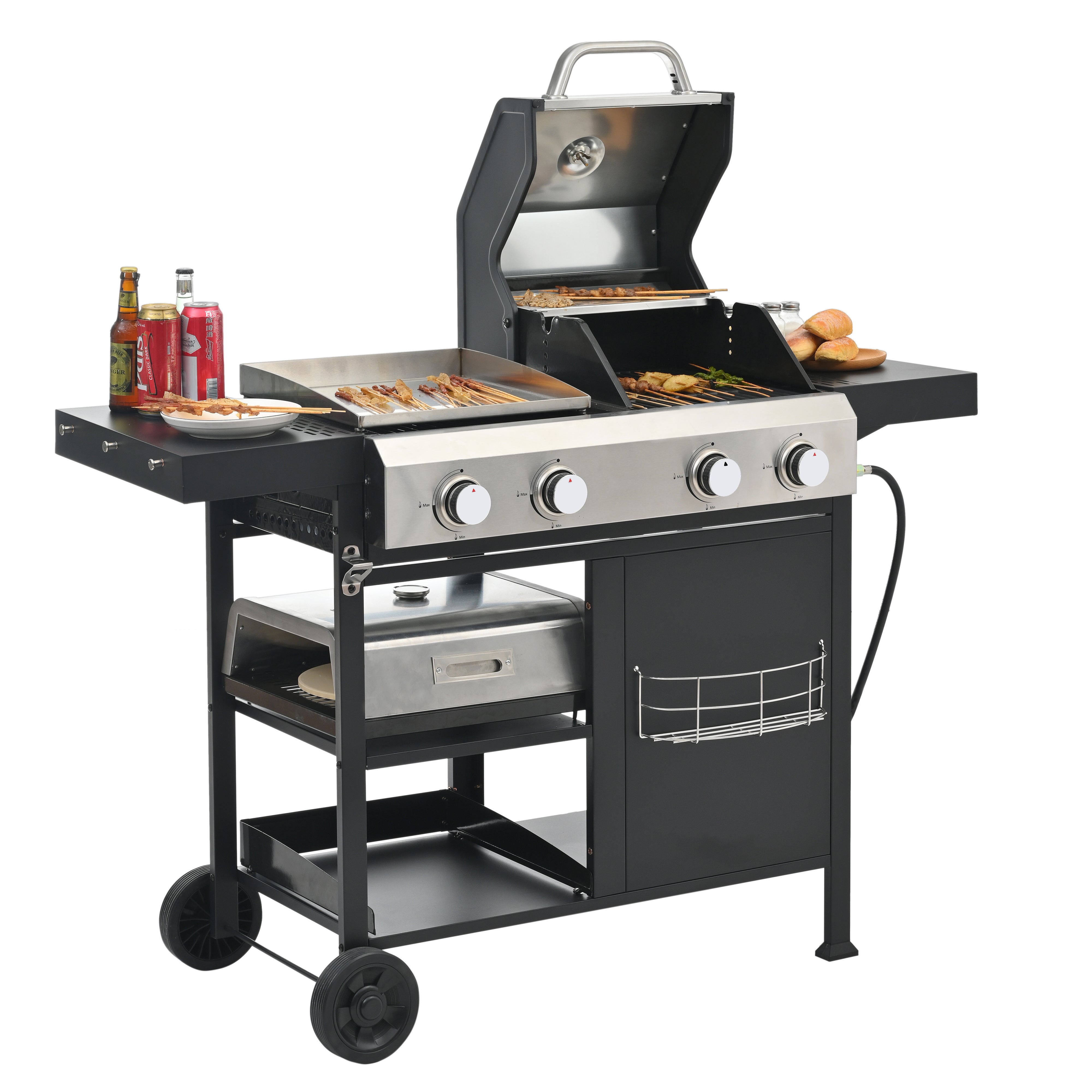 2+2 Multi-Function Gas Grill and Griddle Combo with Cover