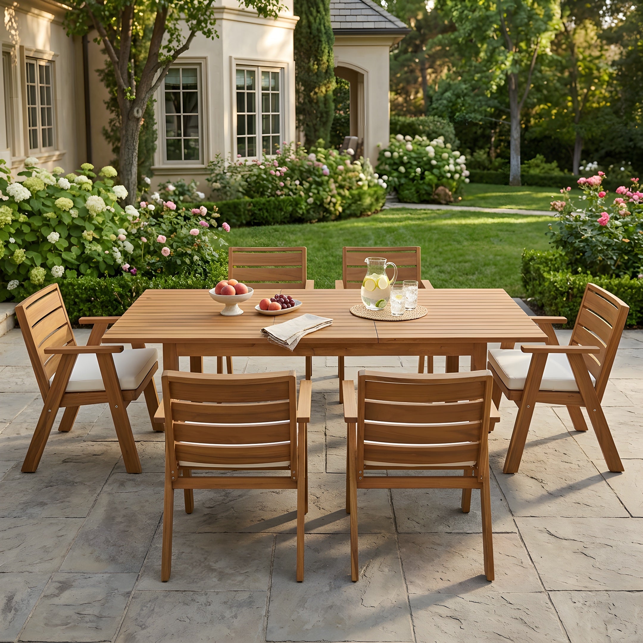 7-Piece Acacia Wood Outdoor Dining Set