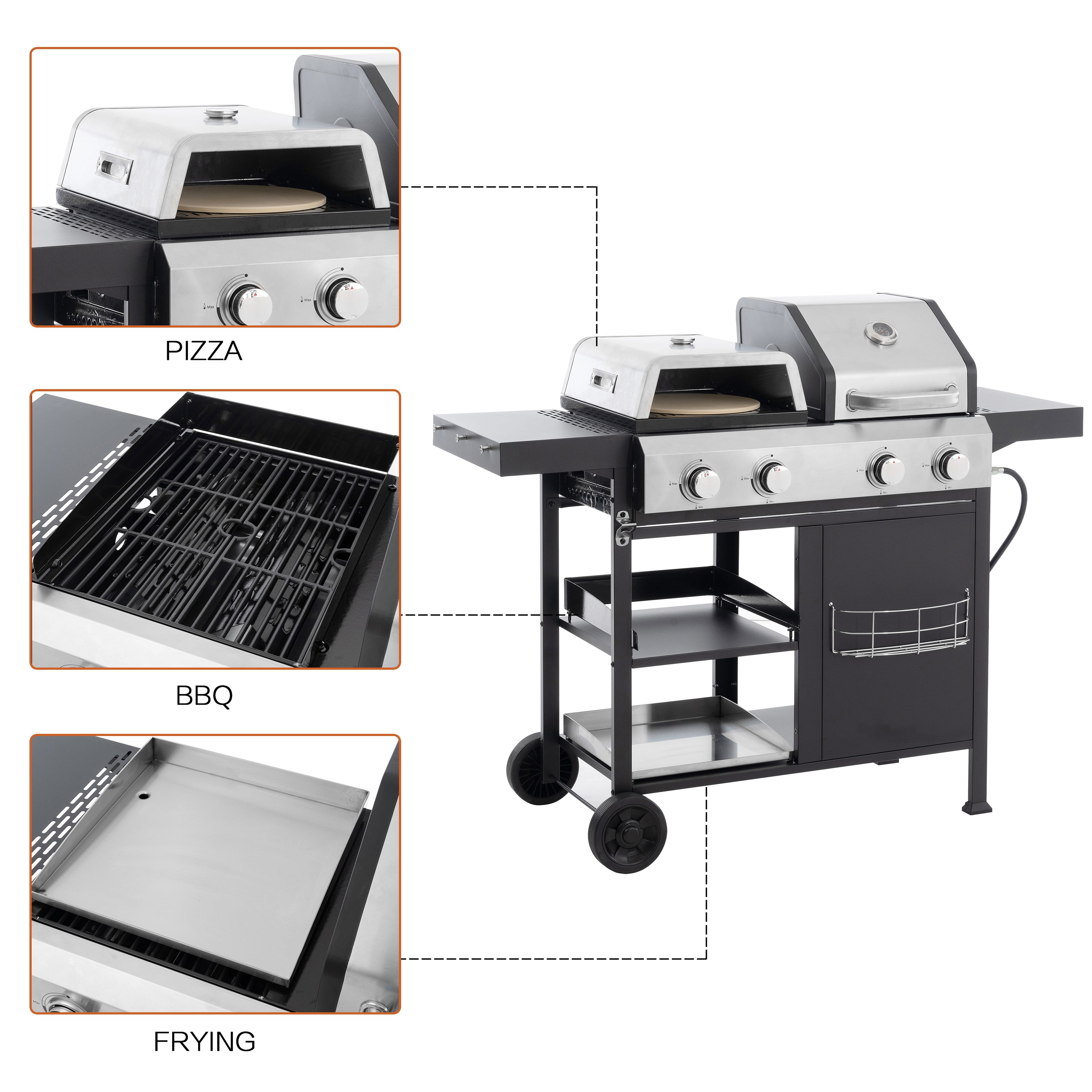 2+2 Multi-Function Gas Grill and Griddle Combo with Cover