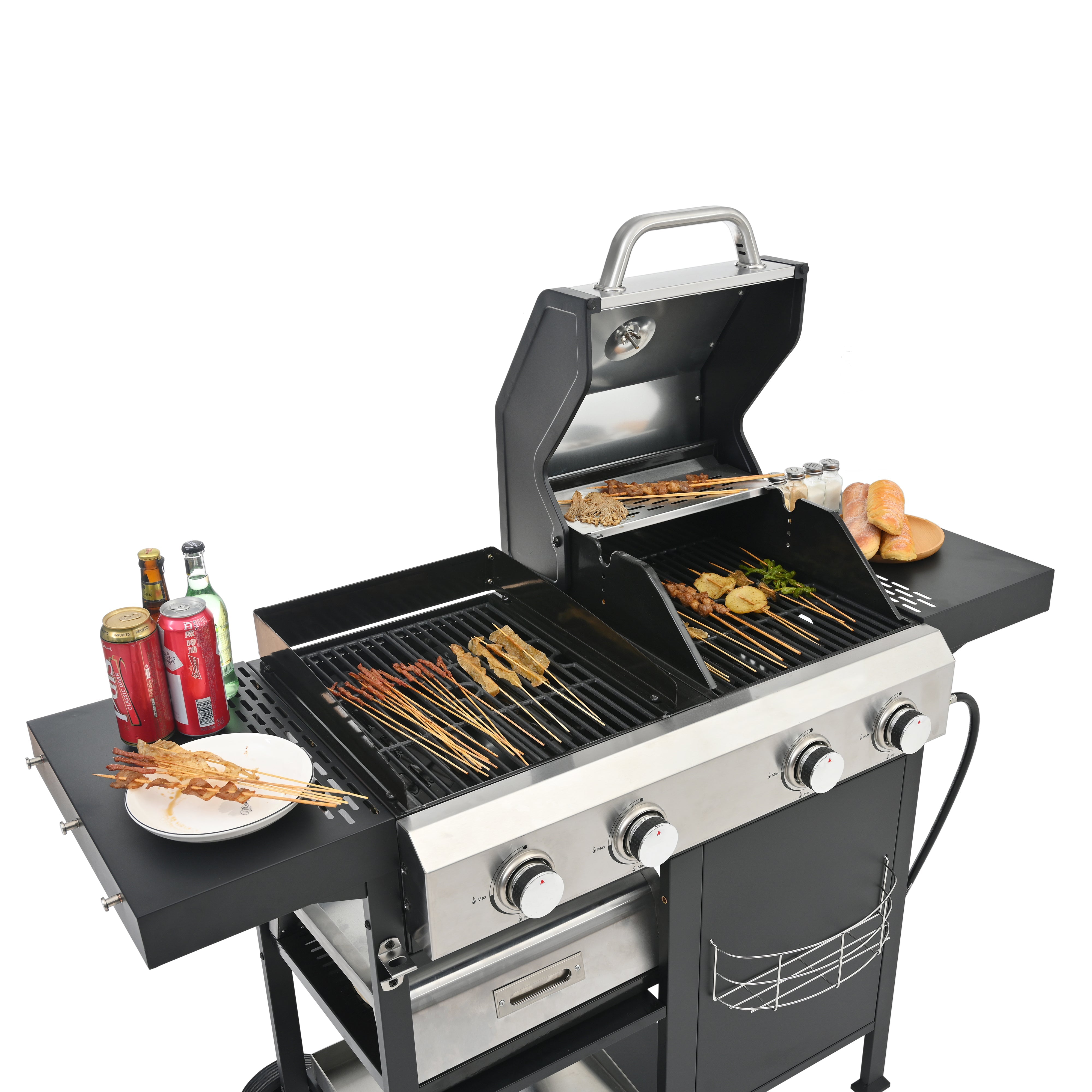 2+2 Multi-Function Gas Grill and Griddle Combo with Cover