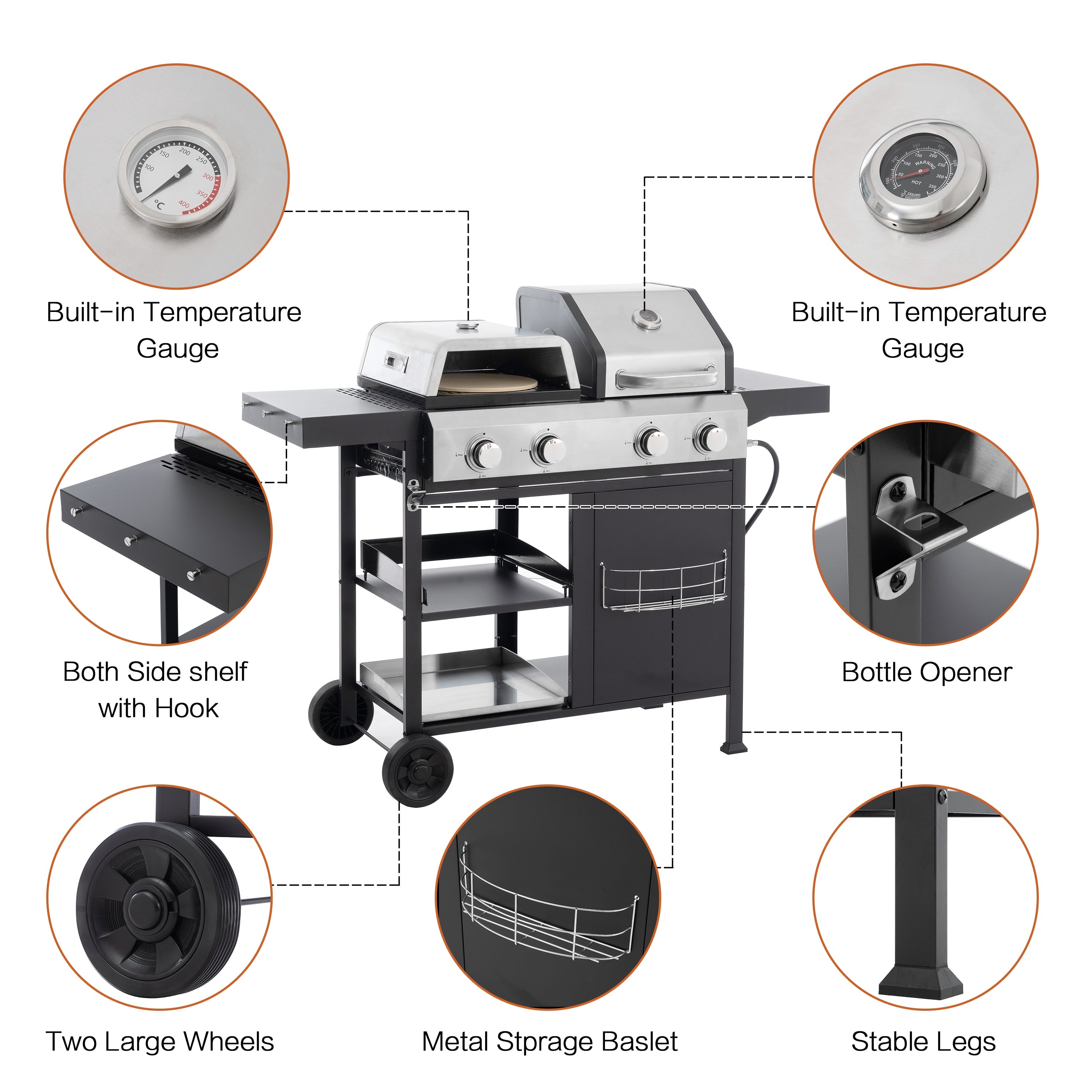 2+2 Multi-Function Gas Grill and Griddle Combo with Cover