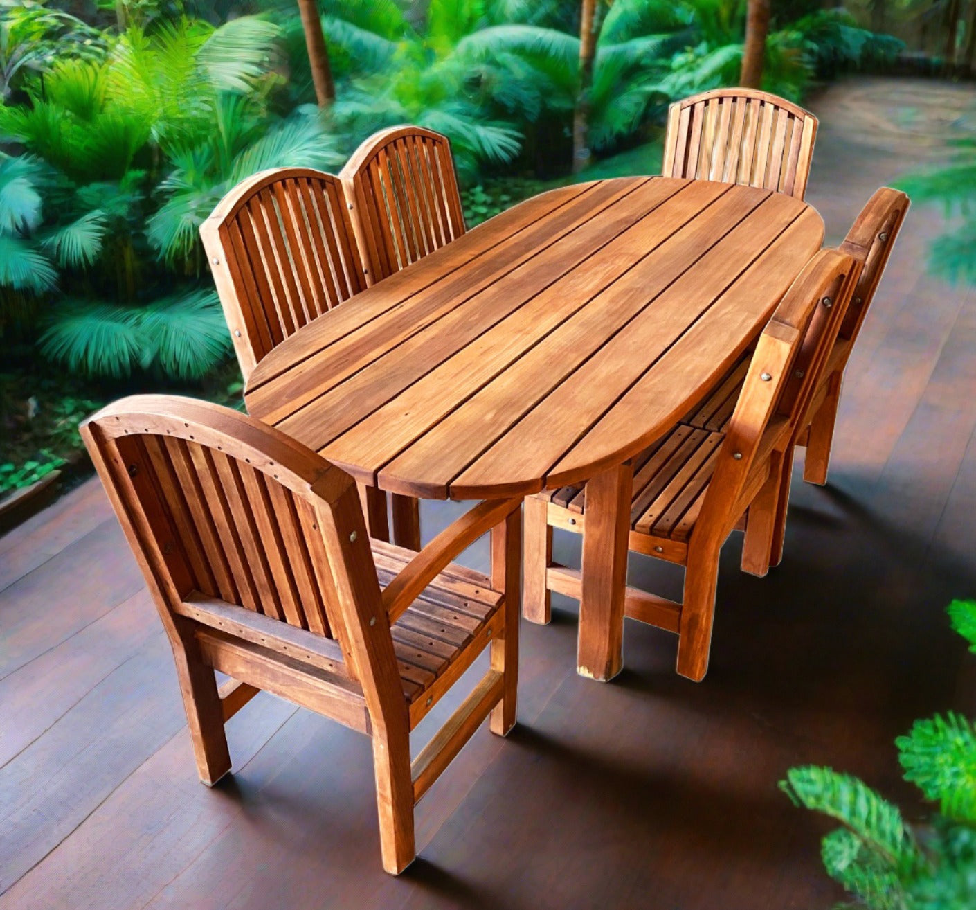 Oval Redwood Dining Table