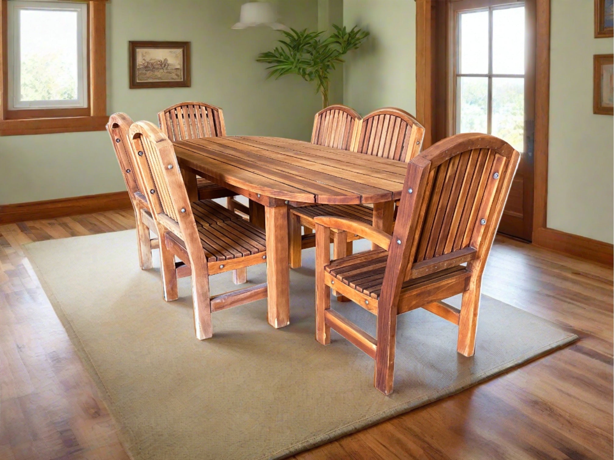 Oval Redwood Dining Table